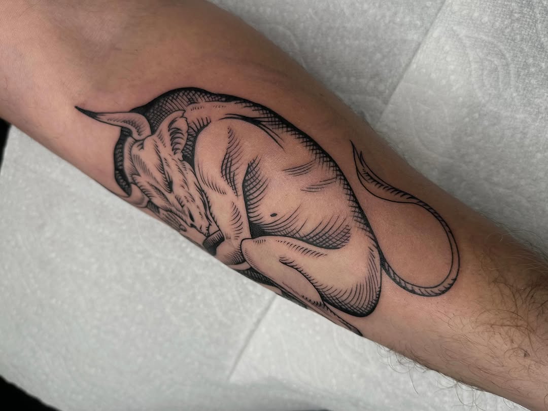 Tattoo by @fatalkatietattoo — black_and_grey, illustrative