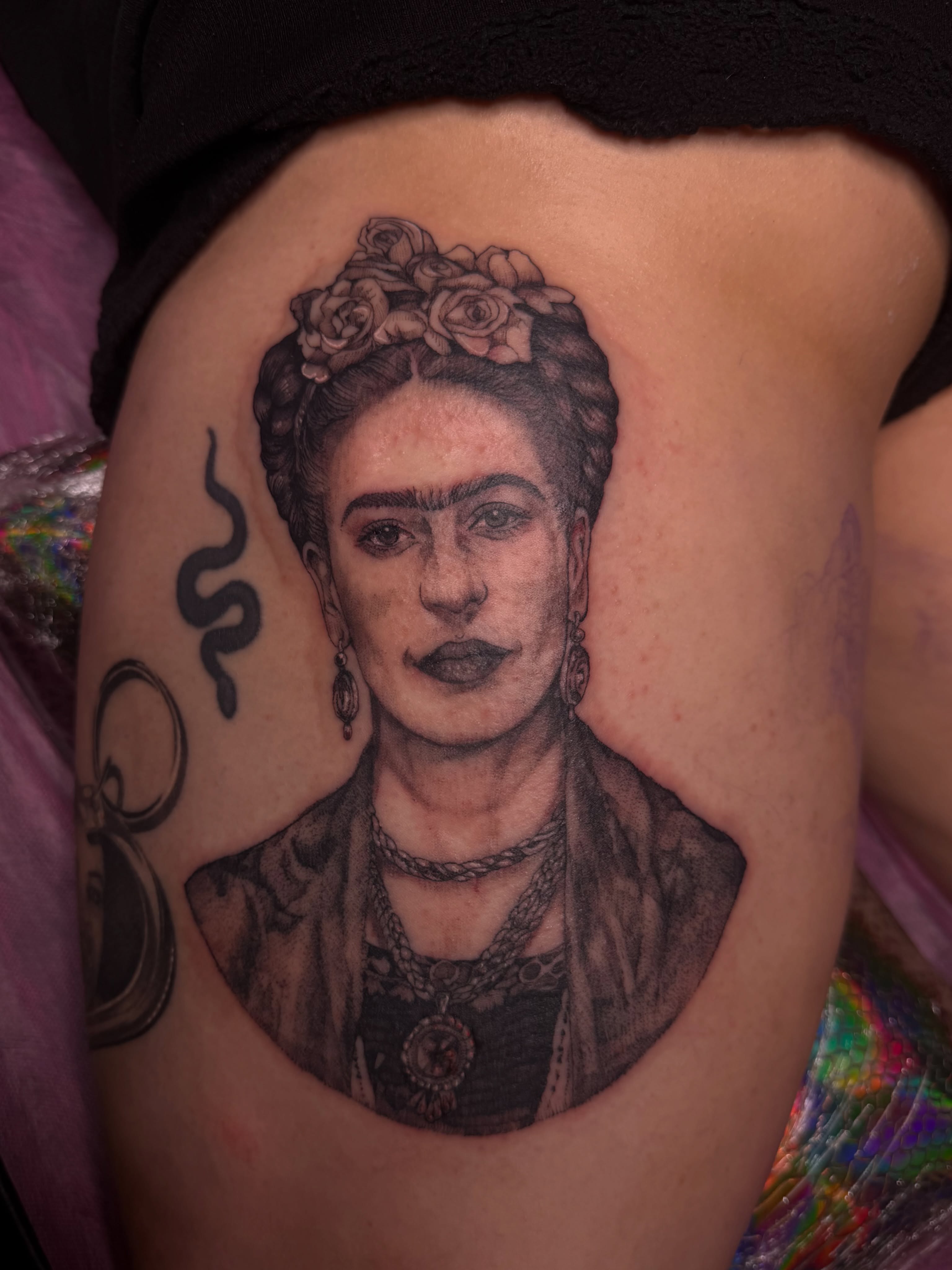 Frida Kahlo portrait realism tattoo on the shoulder by ✧Lee Ortiz