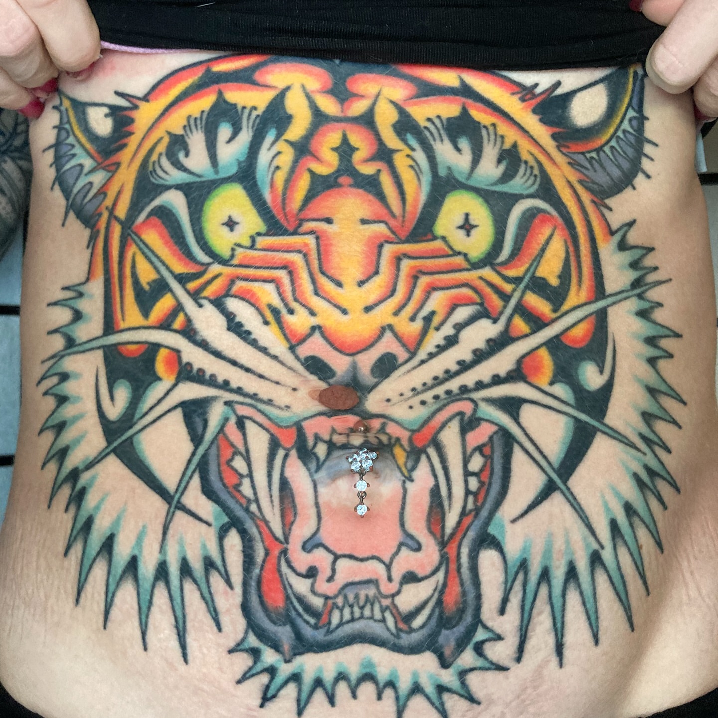 Tiger American traditional tattoo by 🌴Nick Hetzel🌴, Saint Petersburg, Florida