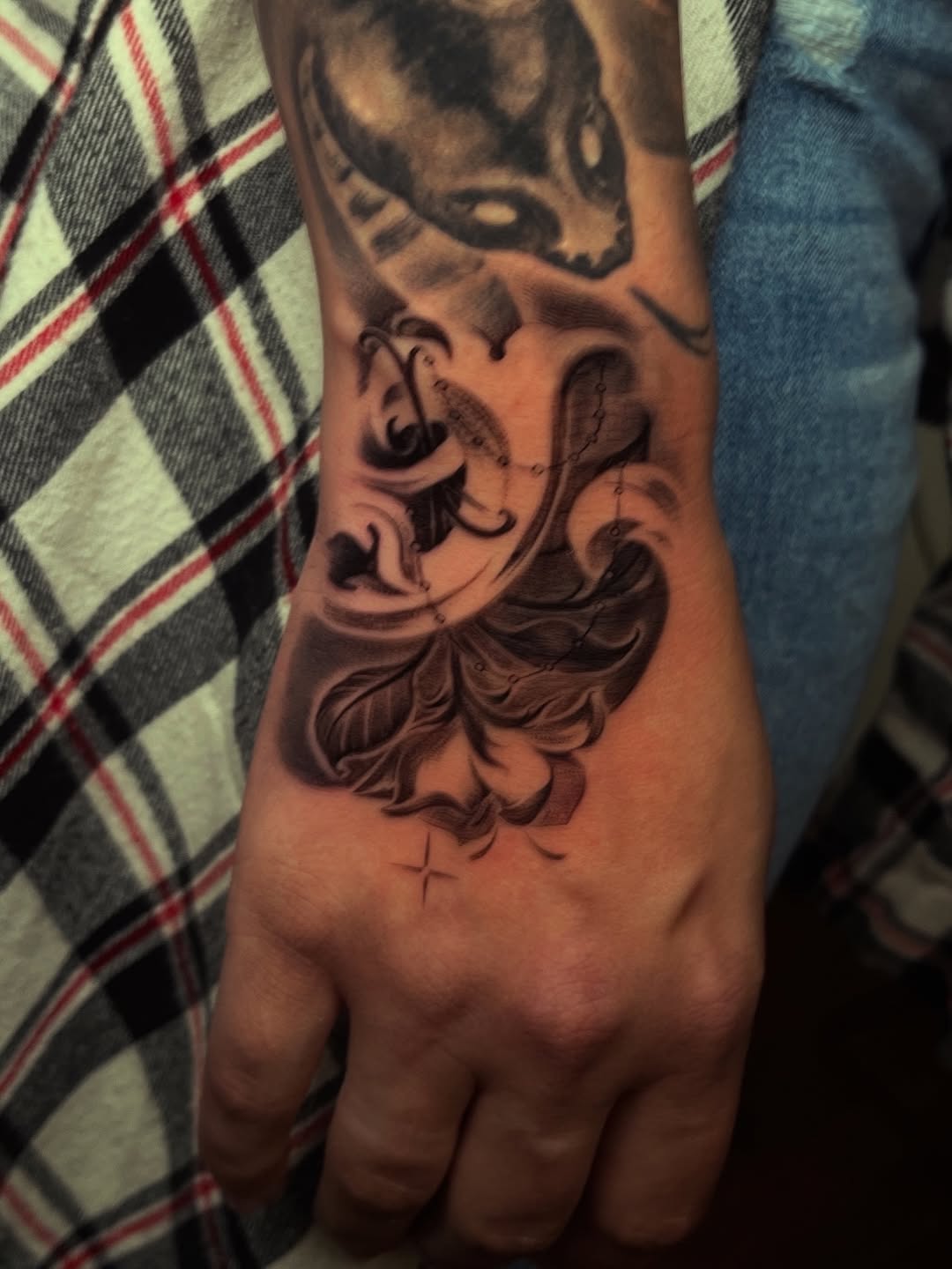 Tattoo by @iamelvistattoo — black_and_grey, ornamental