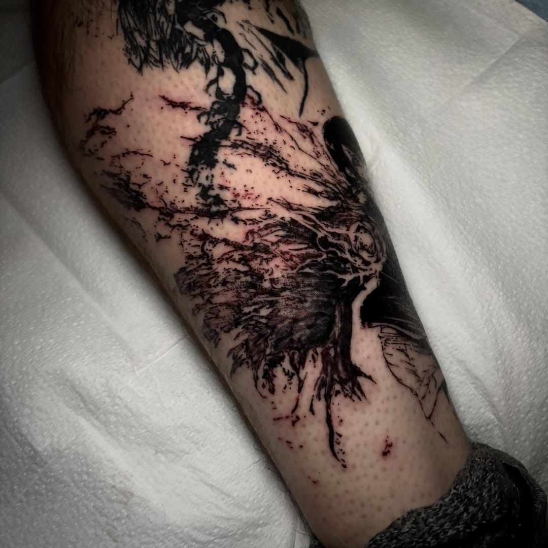 Tattoo by @unknownliquids — black_and_grey, dotwork