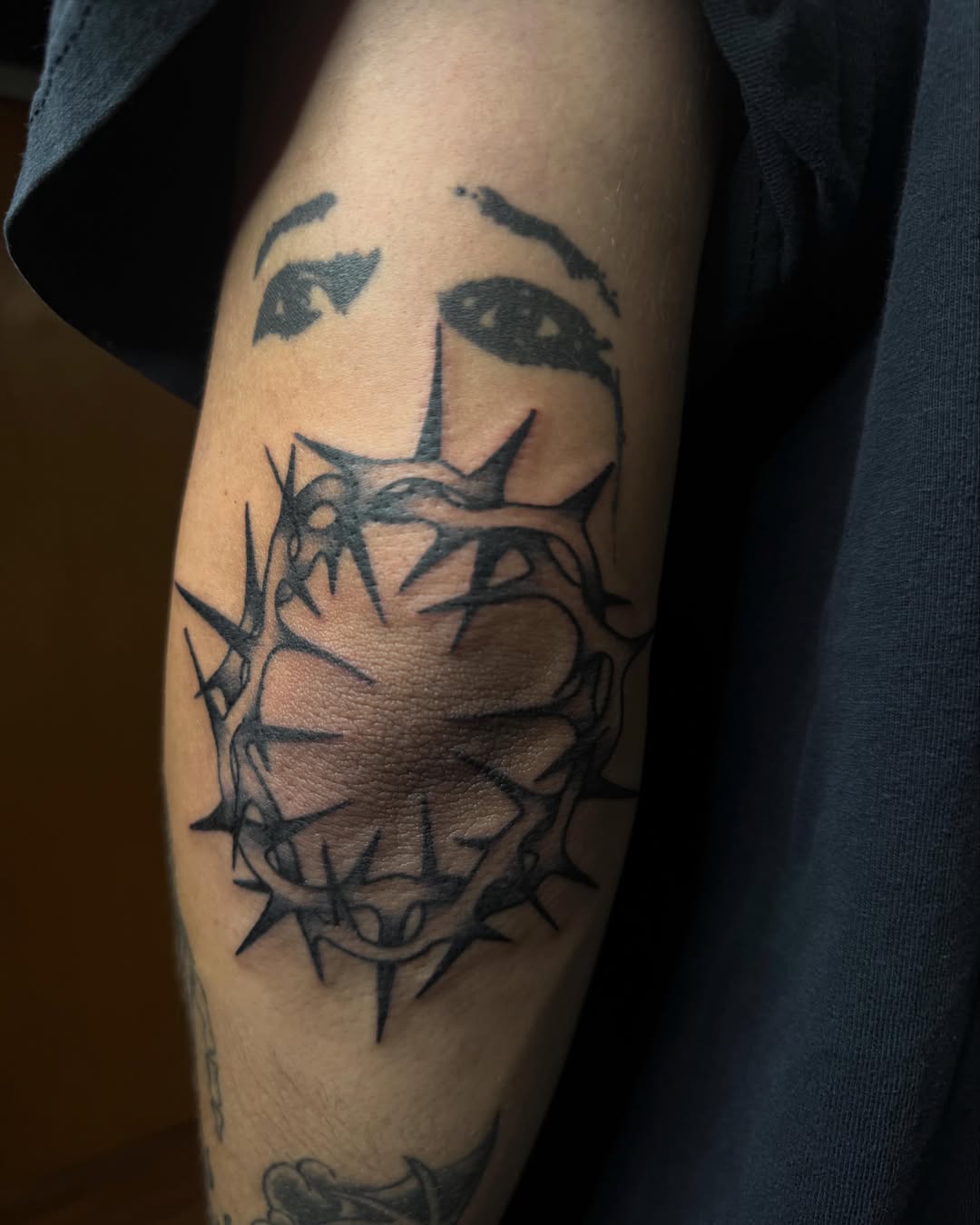 Crown of thorns black and grey tattoo on the forearm by Tattoo, San Diego, California
