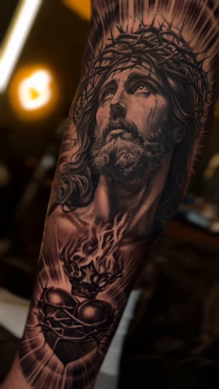 Tattoo by @zioninkz โ realism, black_and_grey