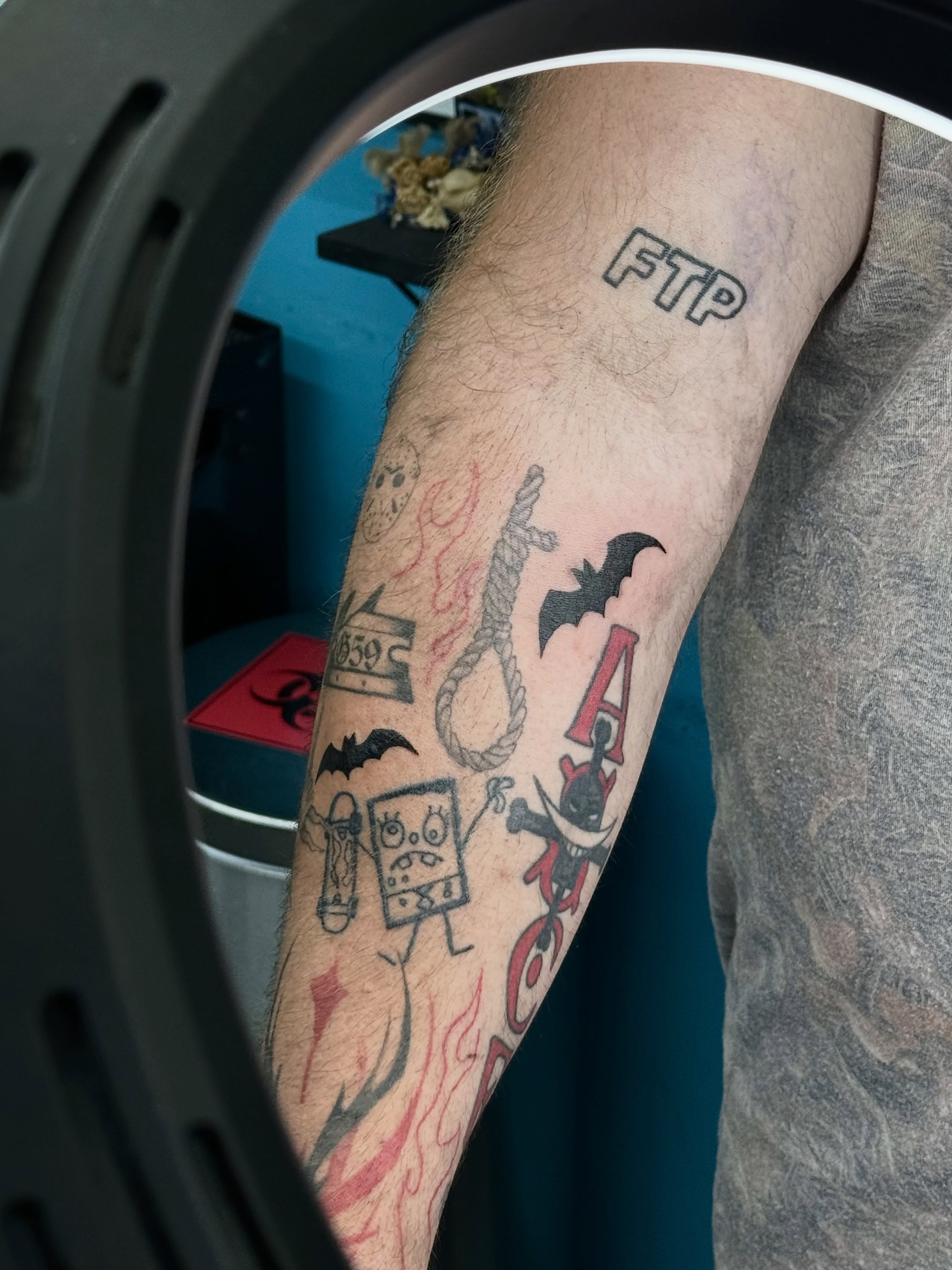 Tattooed characters and symbols American traditional tattoo on the forearm by ⠀Greave