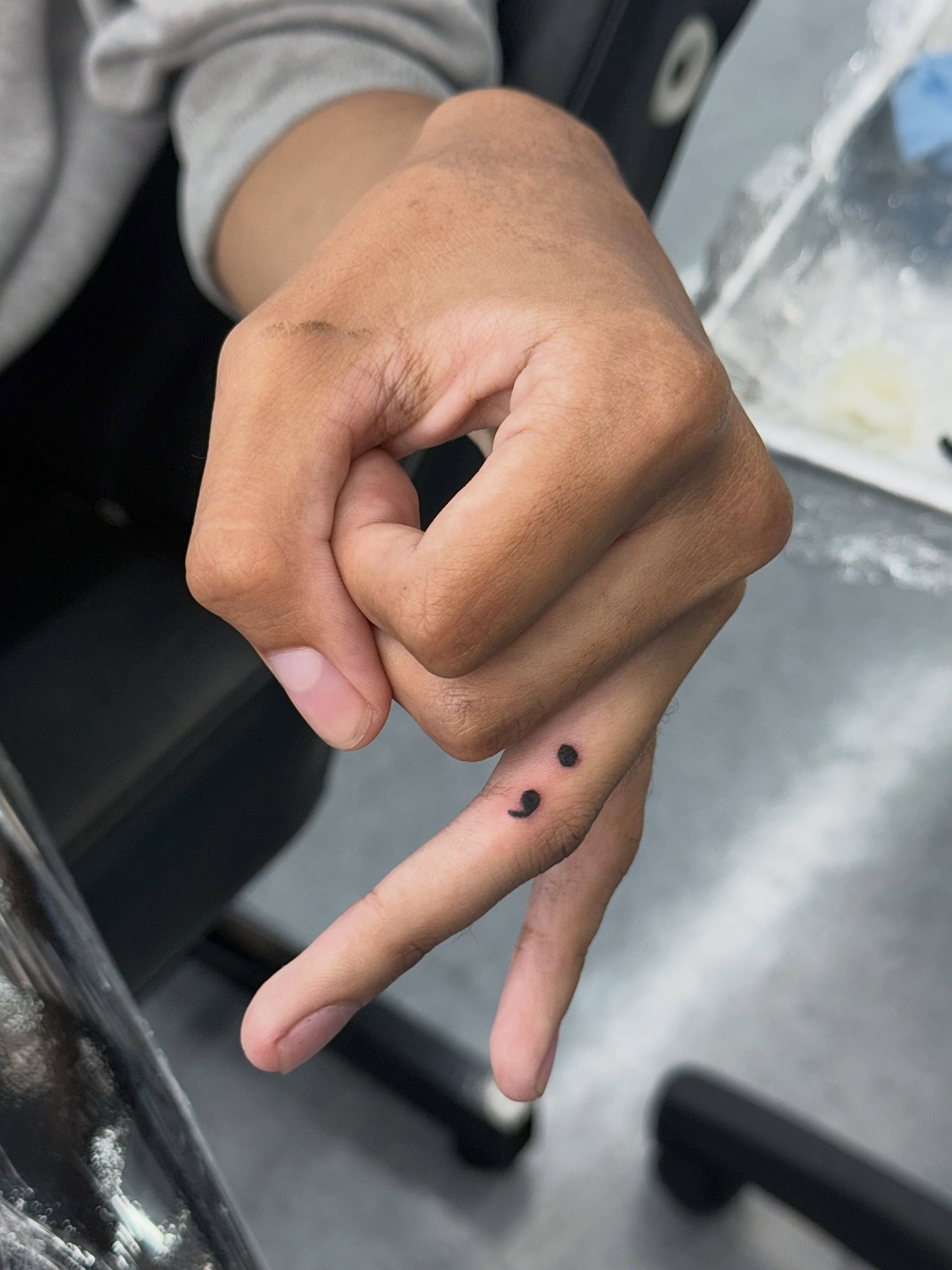 Comma dotwork tattoo on the hand by ⠀Greave