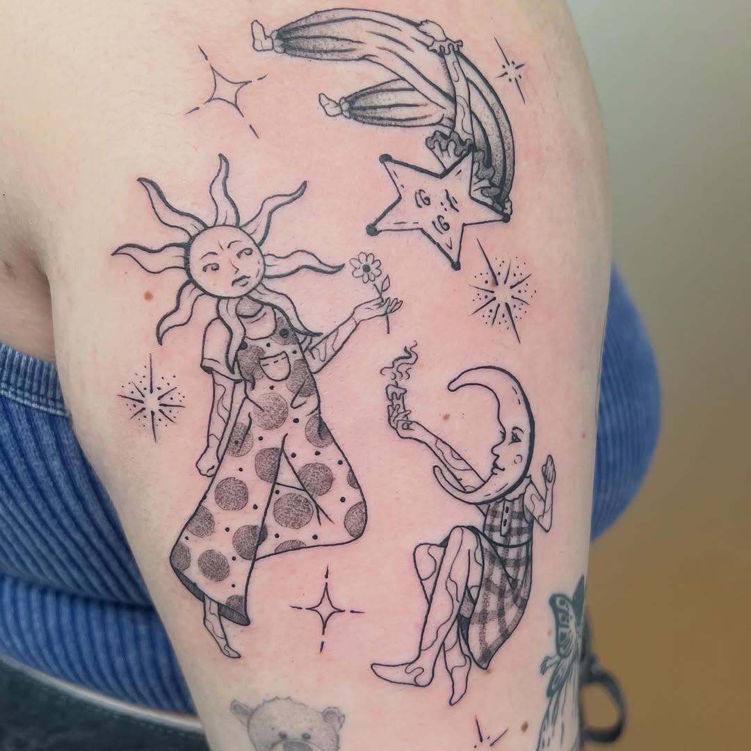 Tattoo by @beastlyflowers — illustrative, black_and_grey