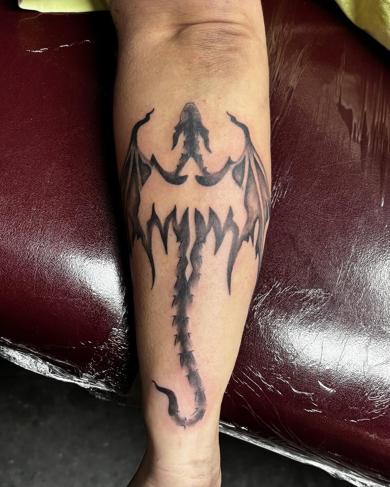 Scorpion black and grey tattoo on the forearm by Jeff Zuptich