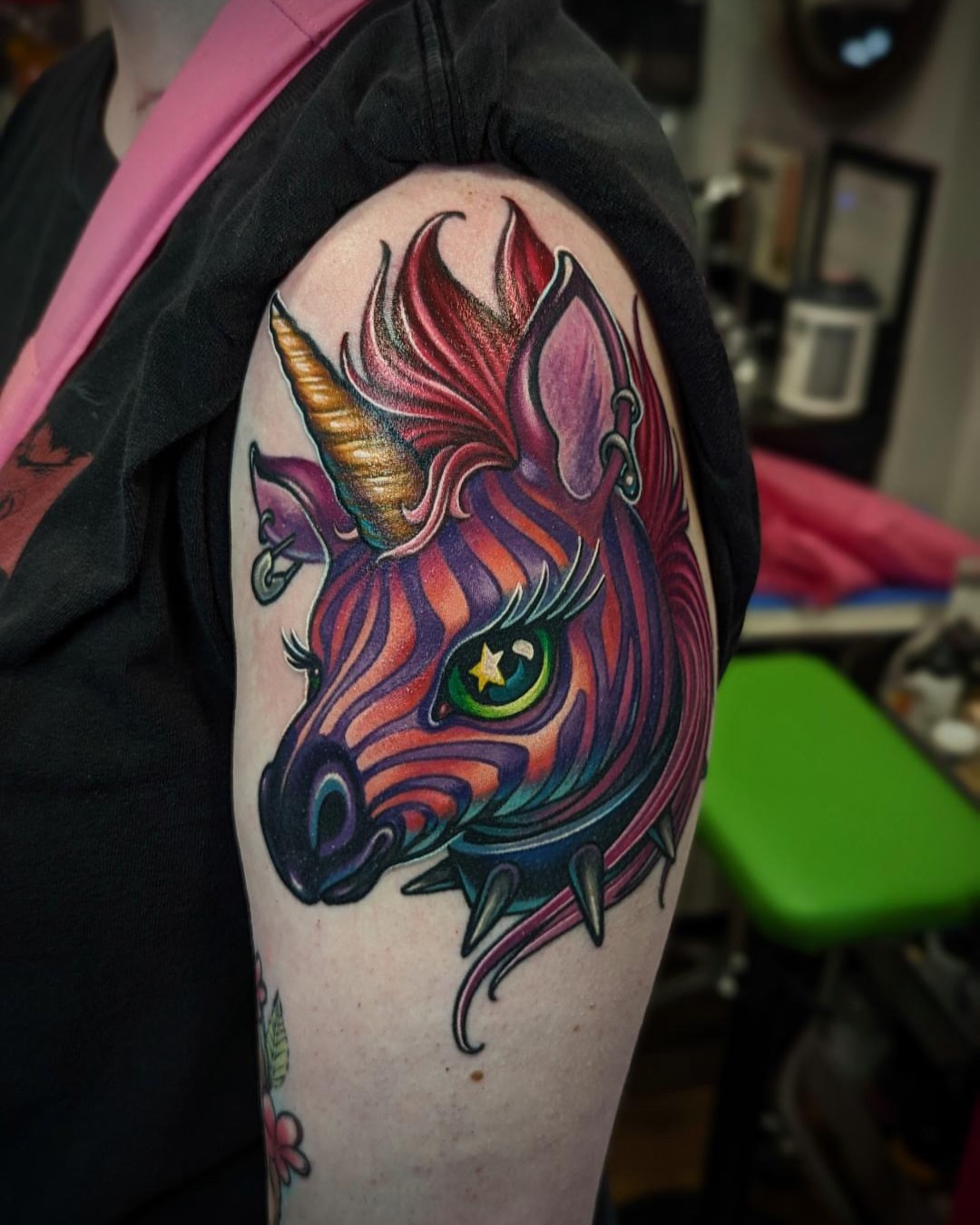 Tattoo by @raptorlazer — new_school, trash_polka