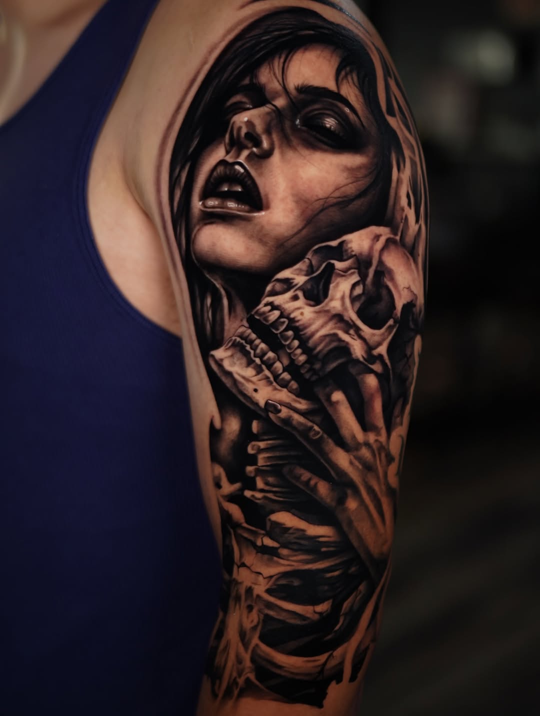 Tattoo by @flamure_tattoo β dark_realism, black_and_grey