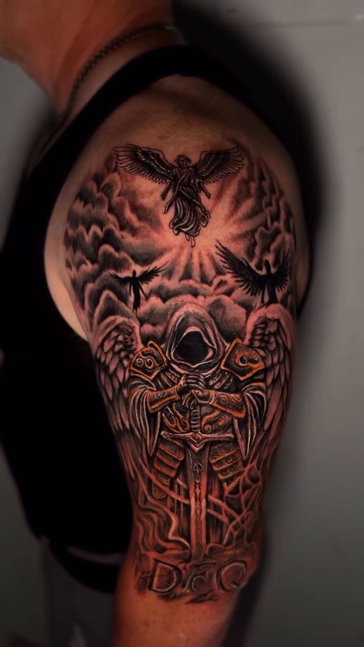 Tattoo by @dramazink — dark_realism, black_and_grey