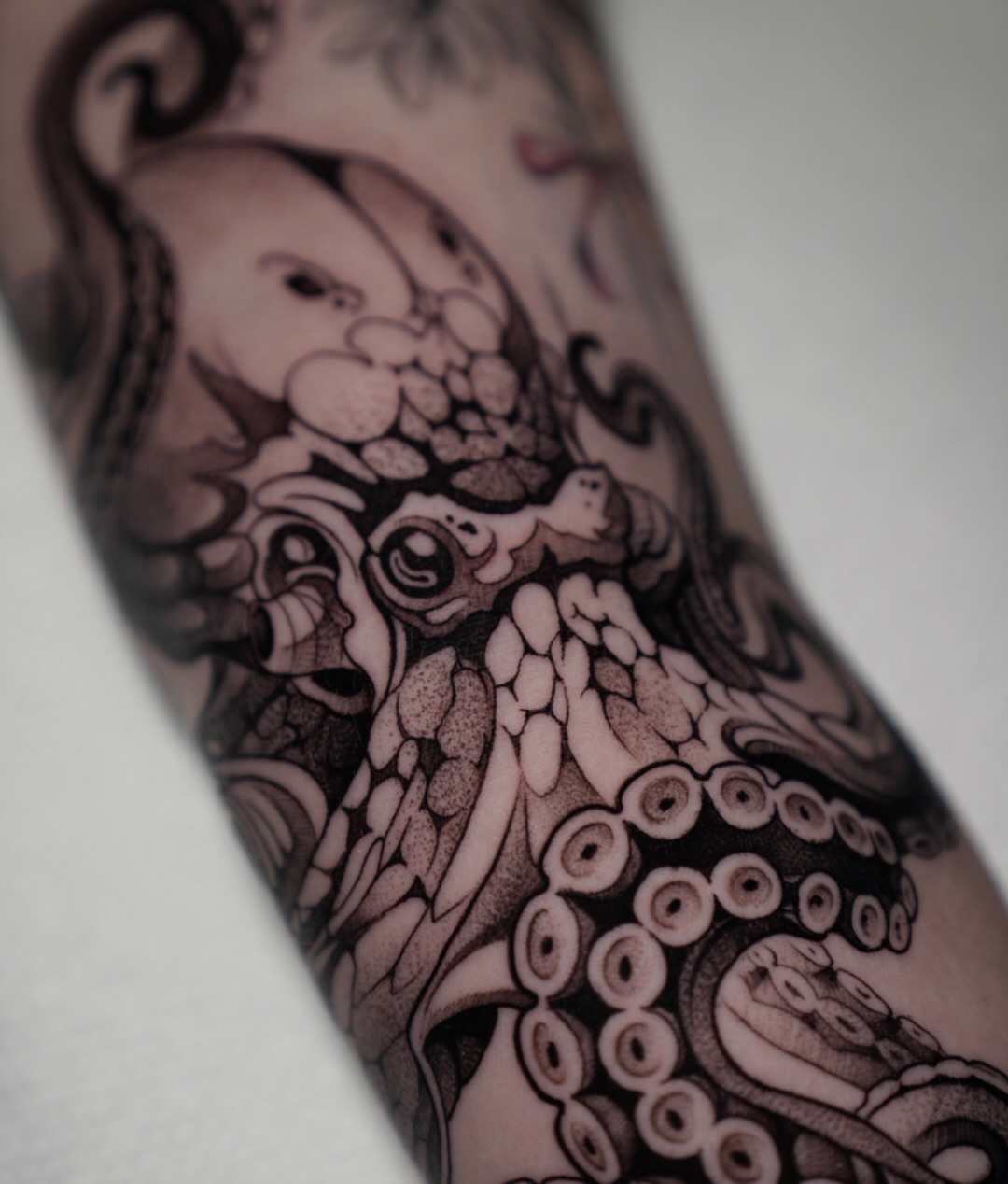 Octopus realism tattoo on the forearm by CRISTIAN AMORES シ