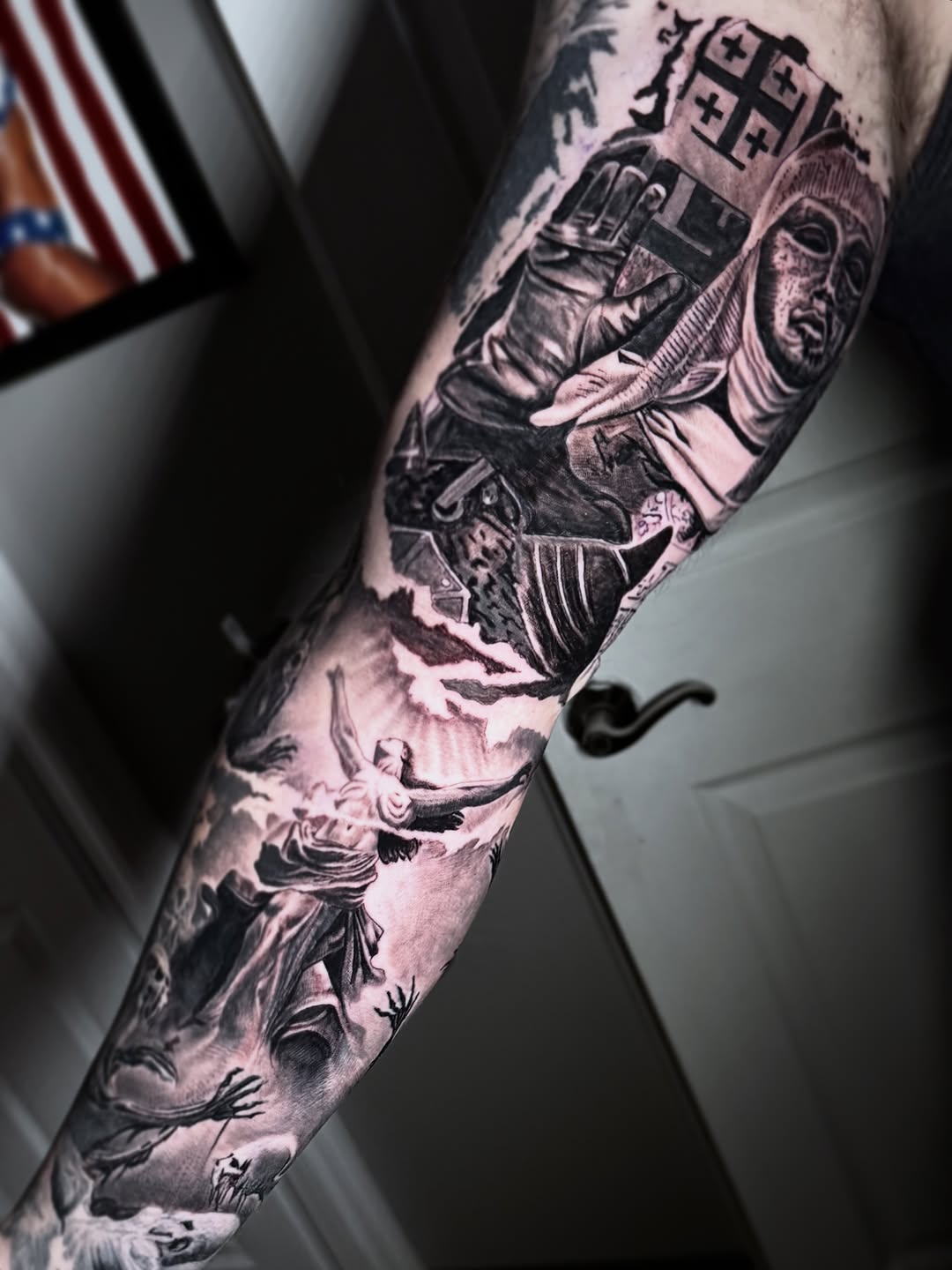 Tattoo by @maverickmayesart — realism, black_and_grey
