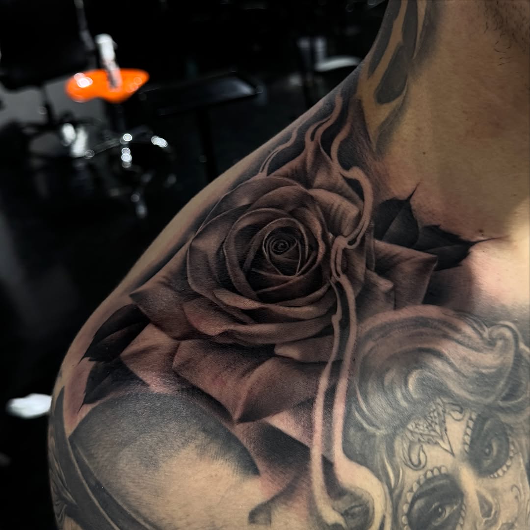 Tattoo by @tattoo_beez — realism, black_and_grey