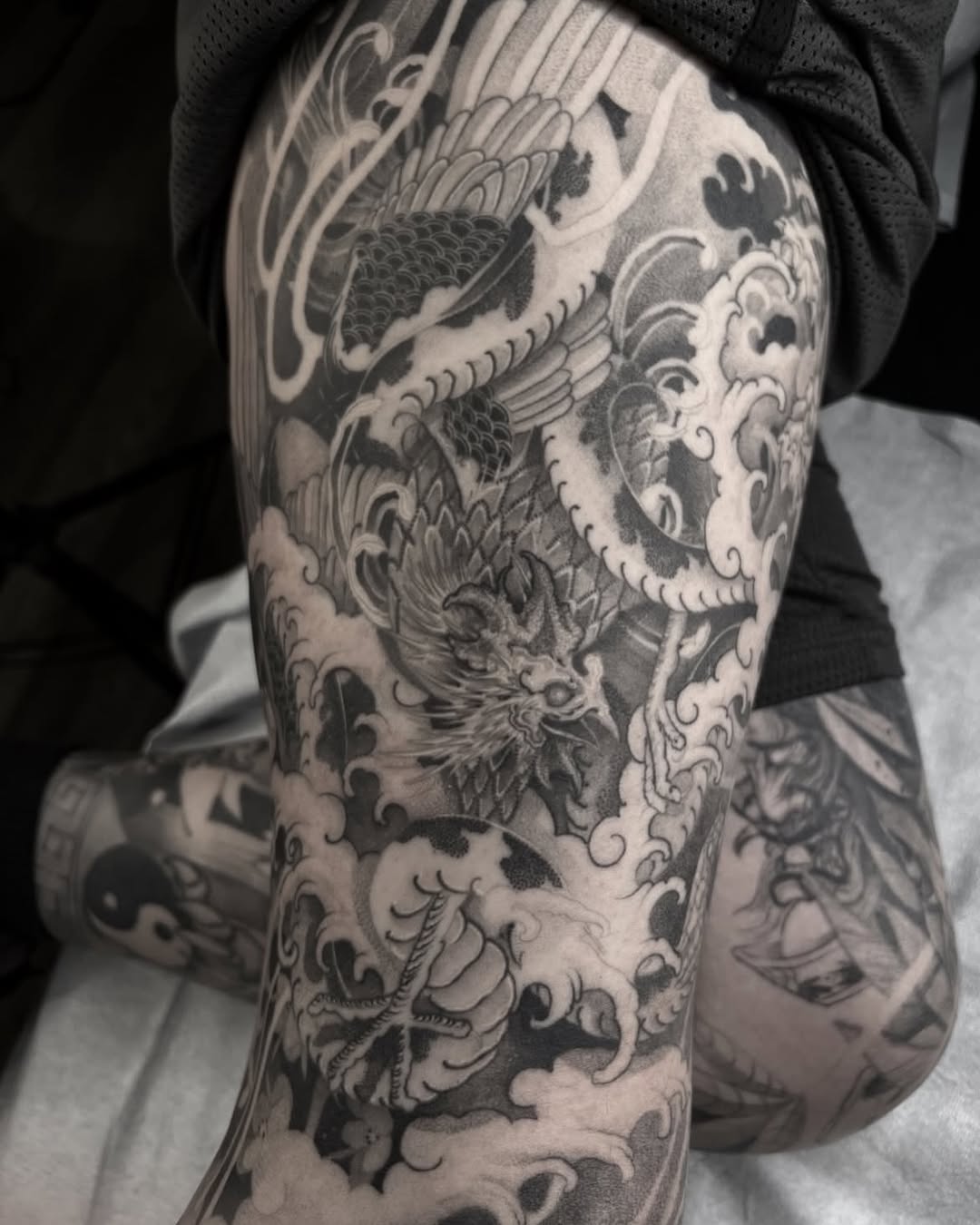 Tattoo by @amorfirme — japanese_irezumi, black_and_grey
