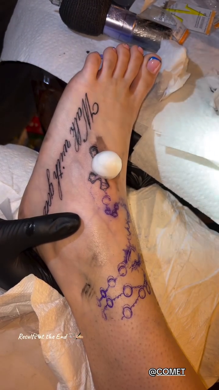 Minimalist tattoo on the foot by Comet