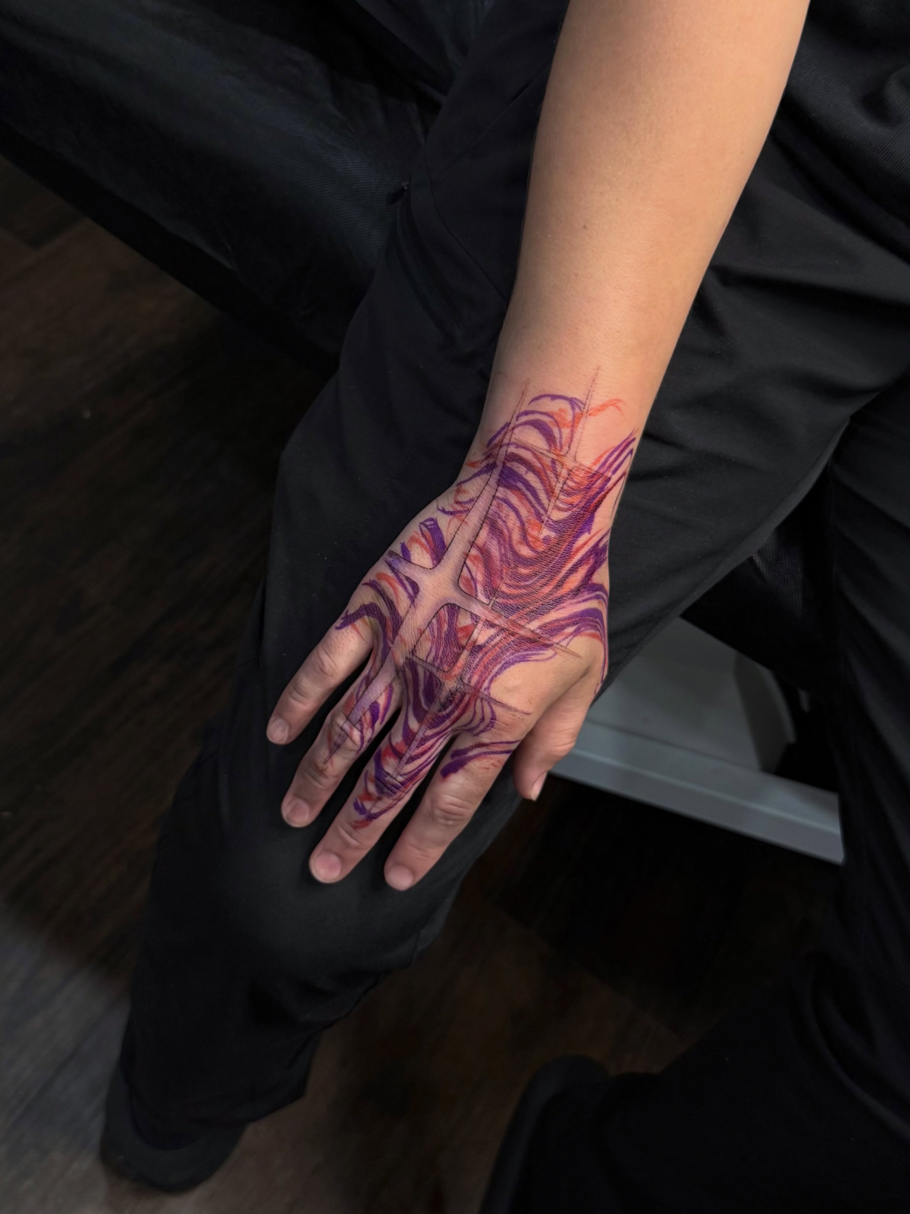 Abstract pattern dotwork tattoo on the hand by Vold