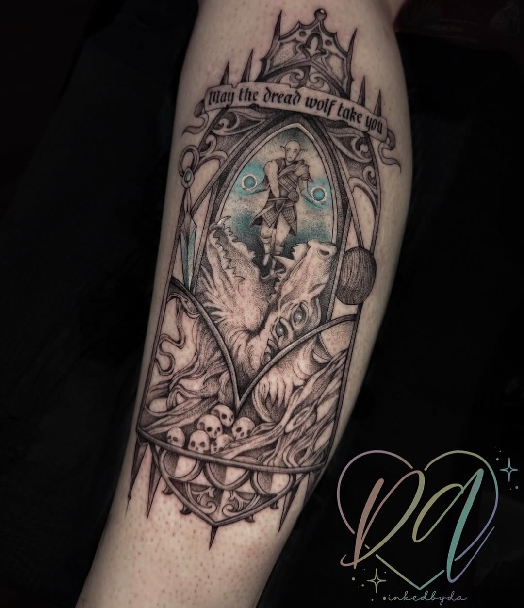 Tattoo by @inkedby_daltonalexandria — dark_realism, lettering_script