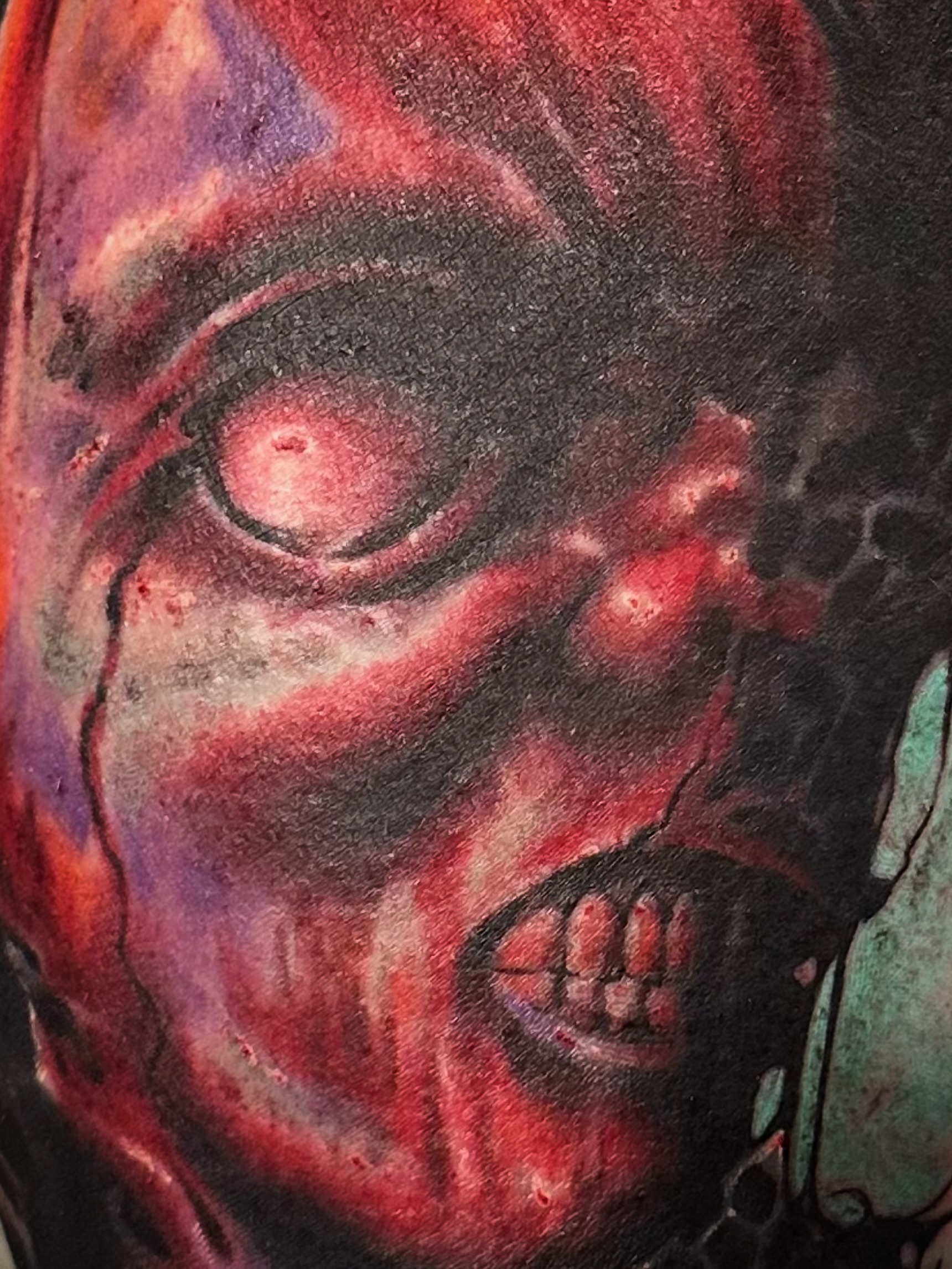 Zombie face dark realism tattoo on the forearm by Jason Oz, Denver, Colorado