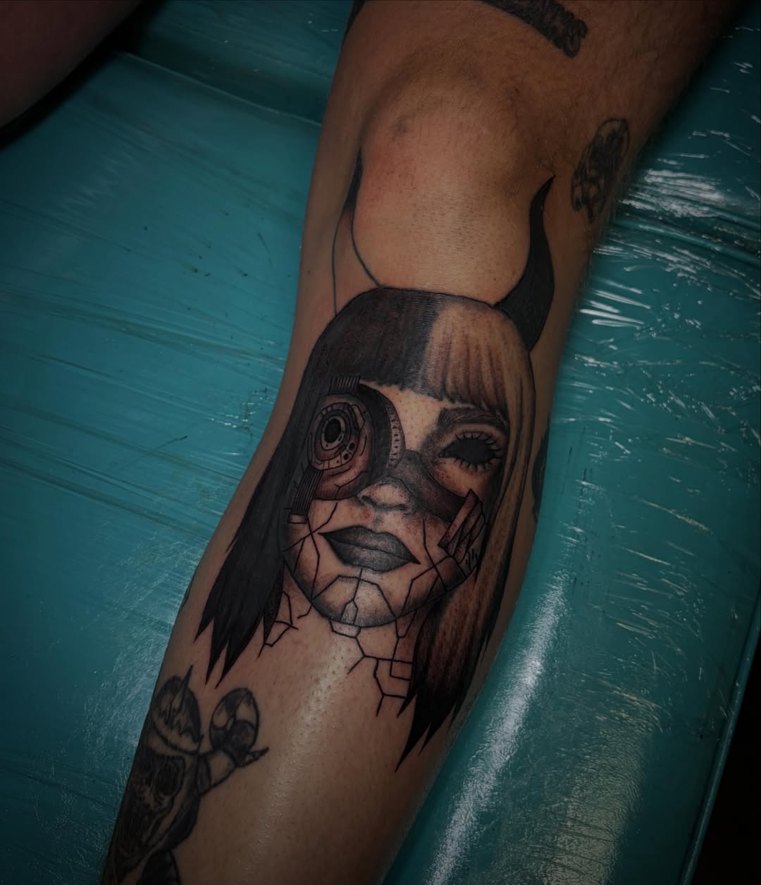 Mask realism tattoo on the forearm by Tattoo Artist Lilliann:)