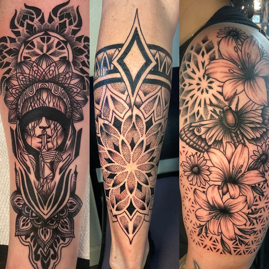 Tattoo by @alakazamtattooart — geometric, dotwork