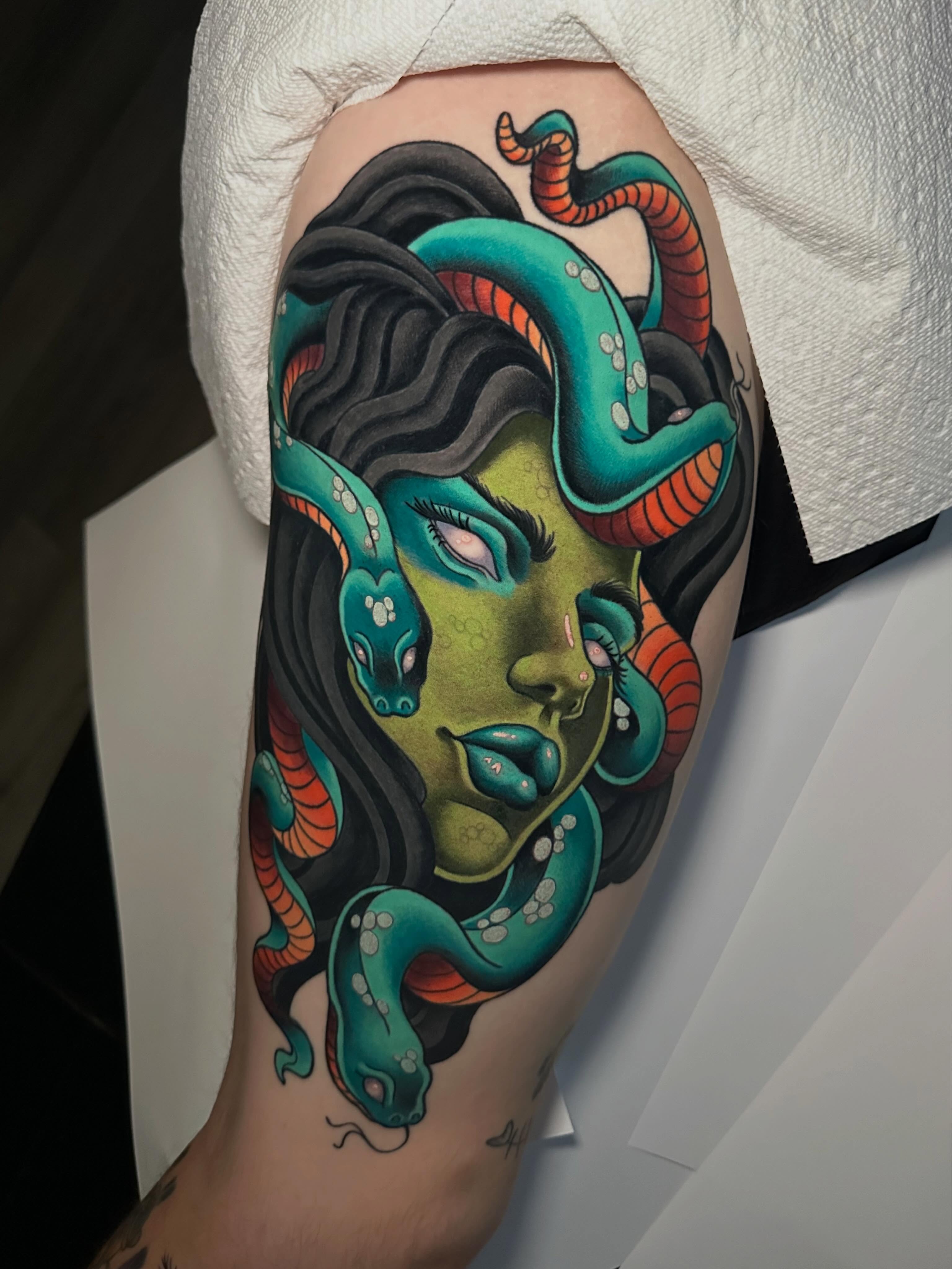 Tattoo by @happycampertattoos โ american_traditional, dotwork