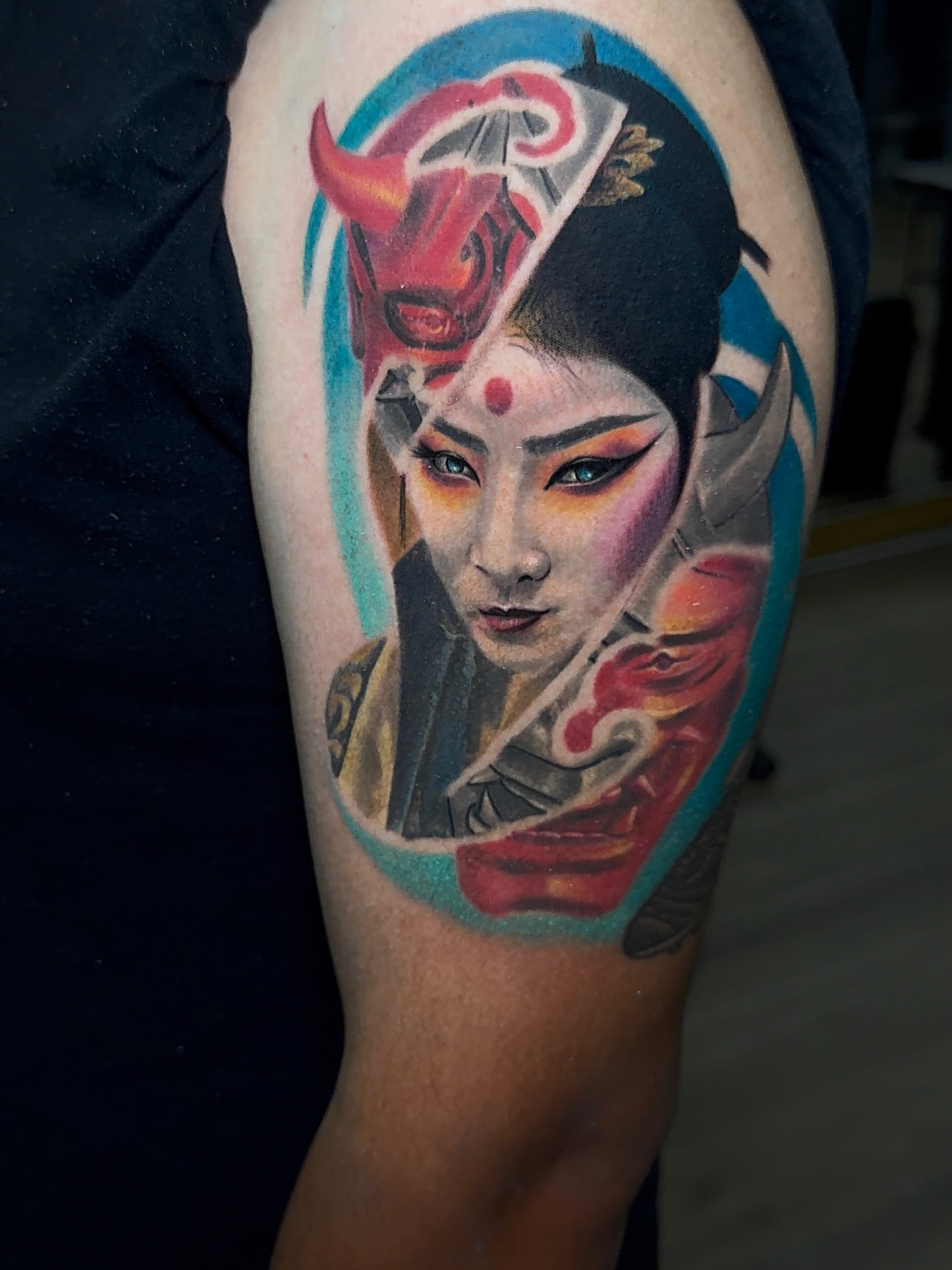 Geisha japanese irezumi tattoo on the forearm by Dallas tattoo artist, Dallas, Texas