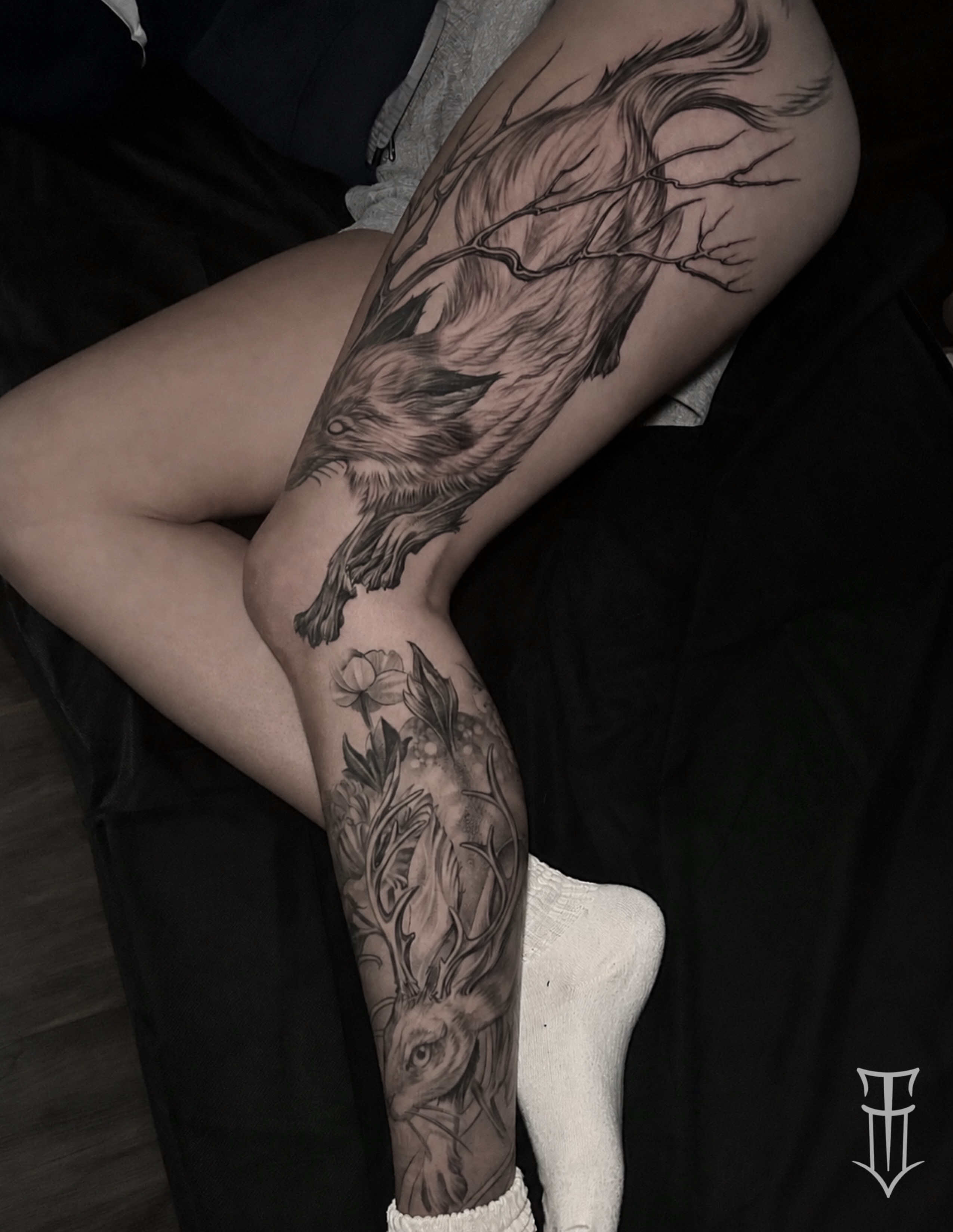 Tattoo by @shadesofpain1992 — black_and_grey, realism