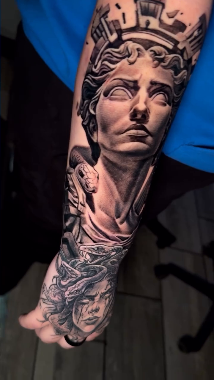 Tattoo by @210miketheinkman — realism, black_and_grey