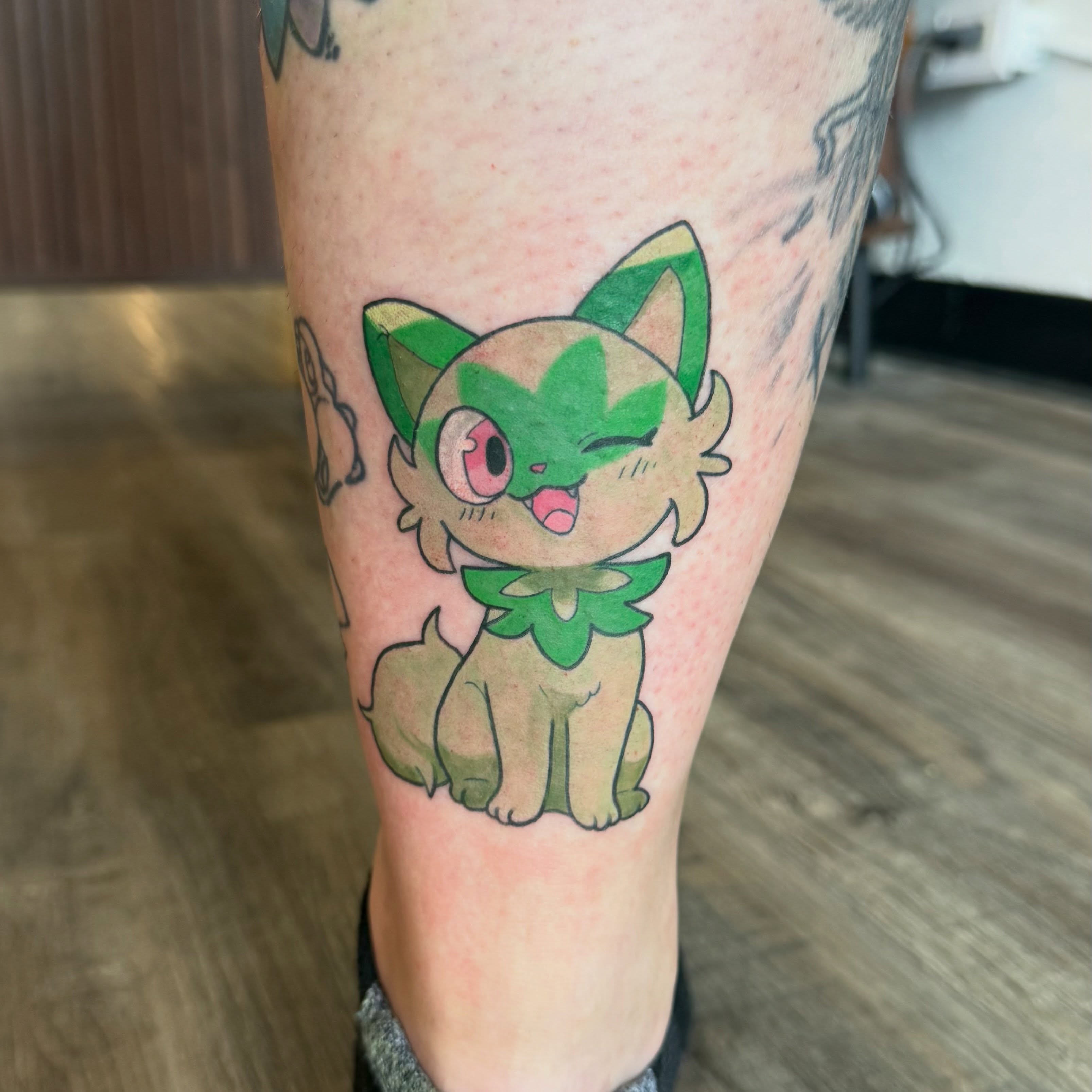 Jigglypuff new school tattoo on the forearm by Kate Marie