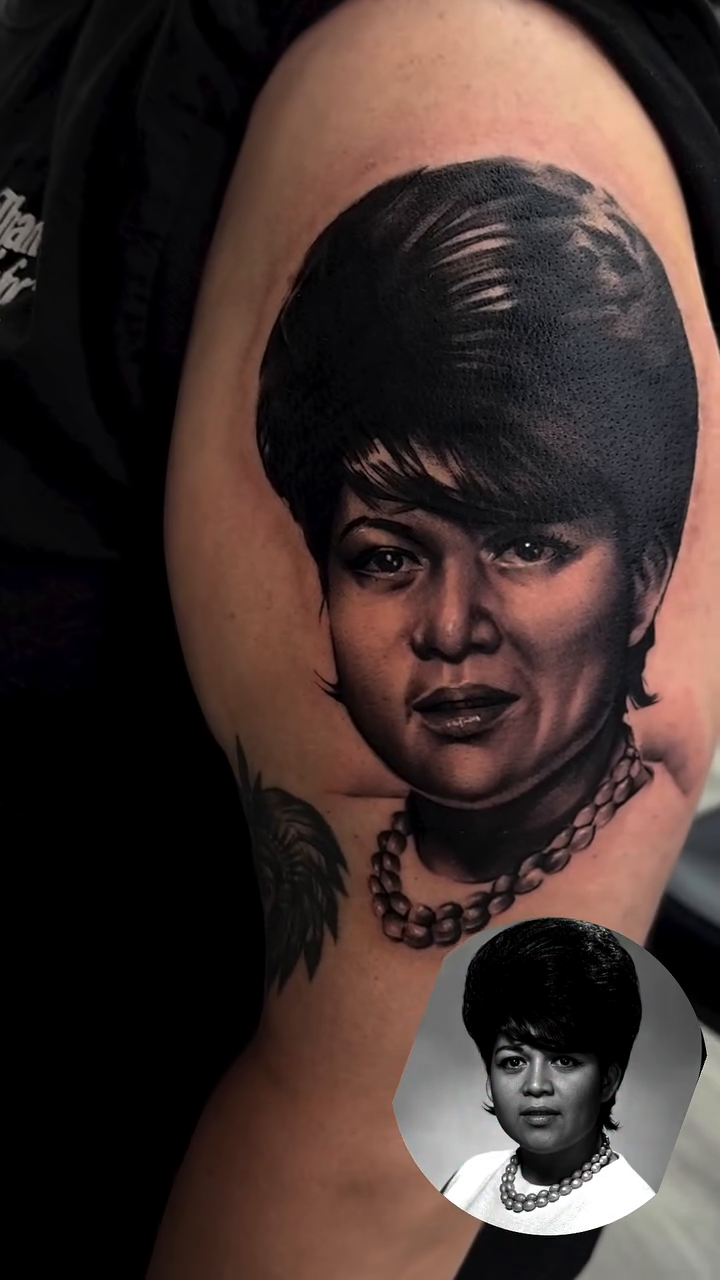 Tattoo by @alinas_tattoos β realism, black_and_grey