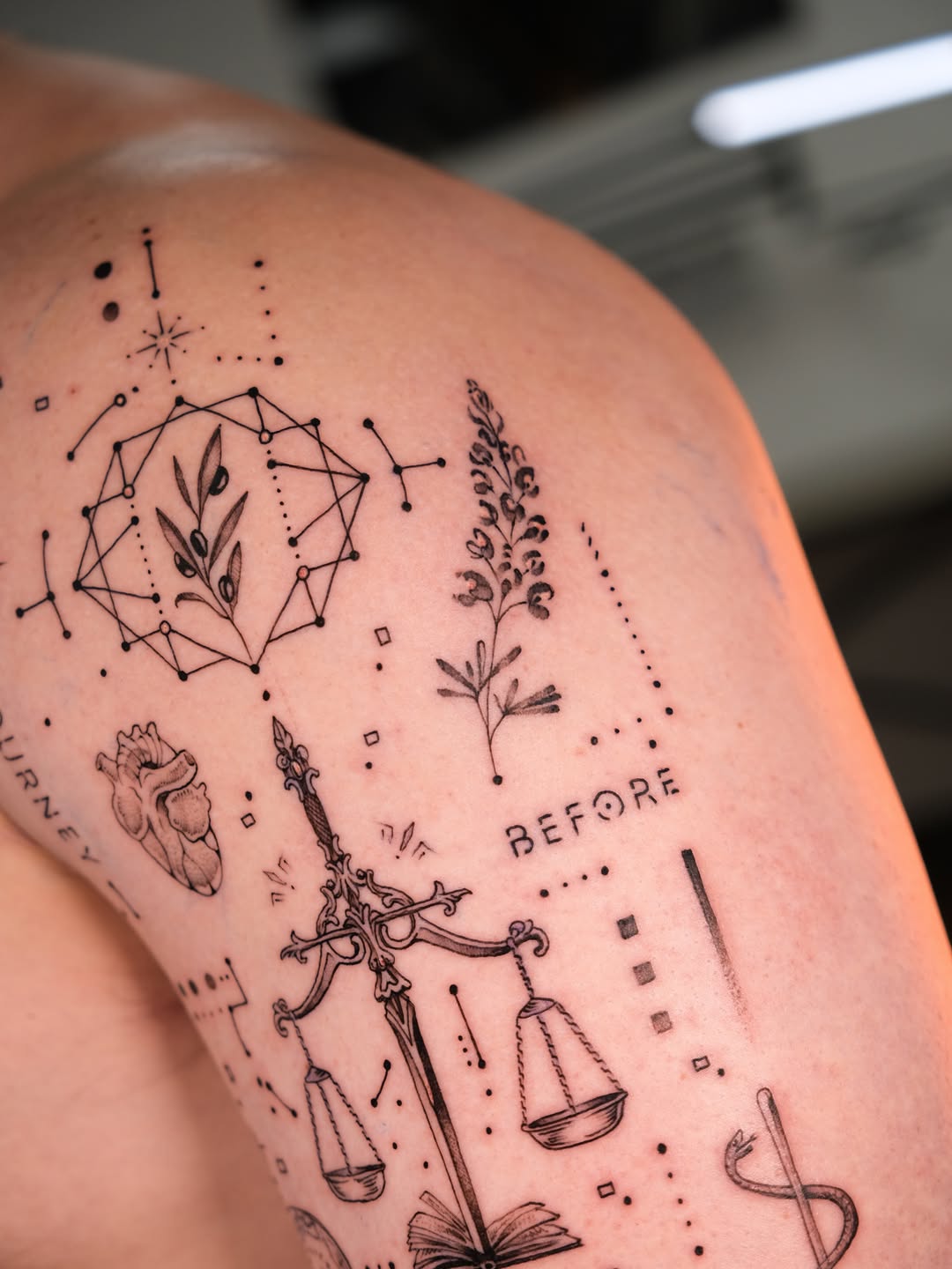 Sketch tattoo on the shoulder by Tattoo Miami π