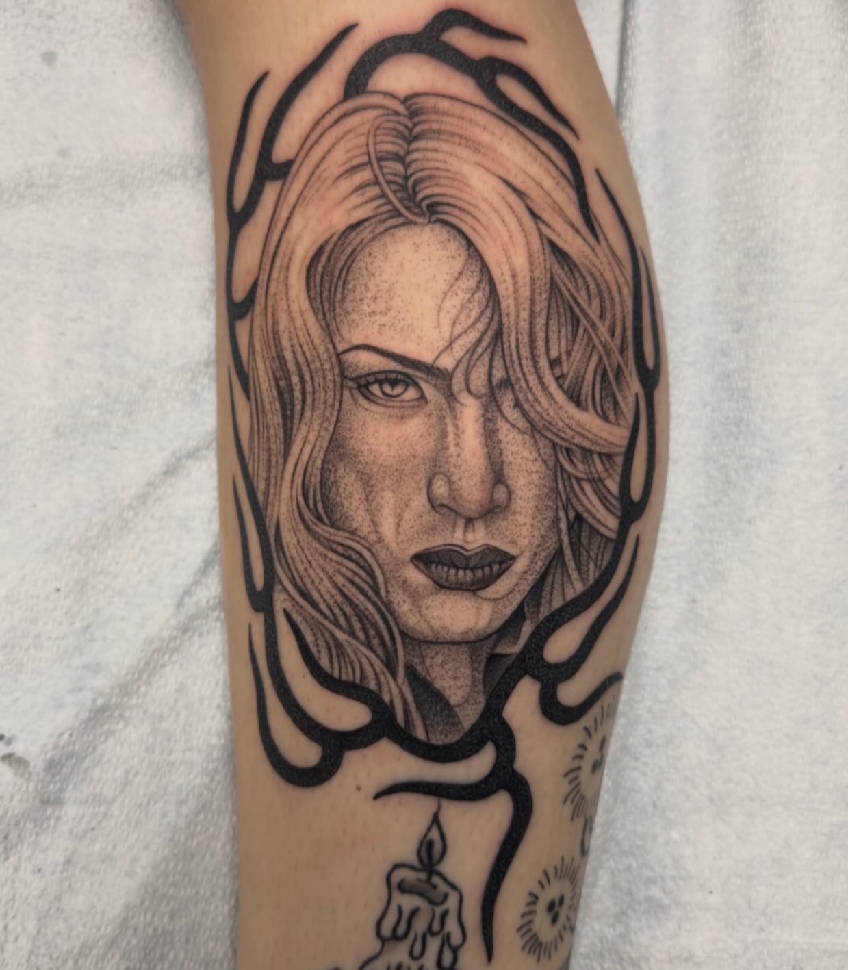 Tattoo by @michaelvillalobostattoo — dotwork, realism