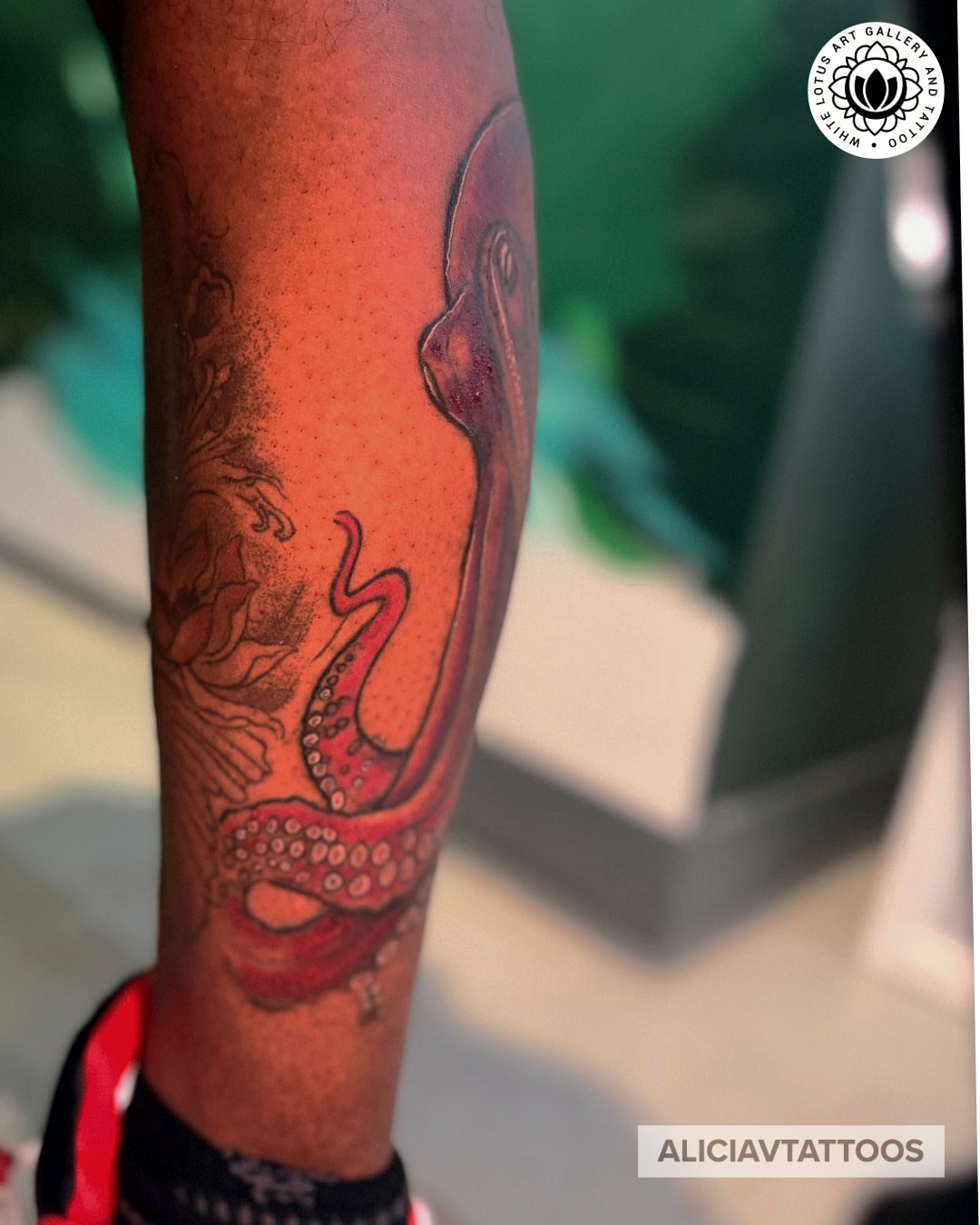 Octopus dotwork tattoo on the forearm by Alicia Vasquez