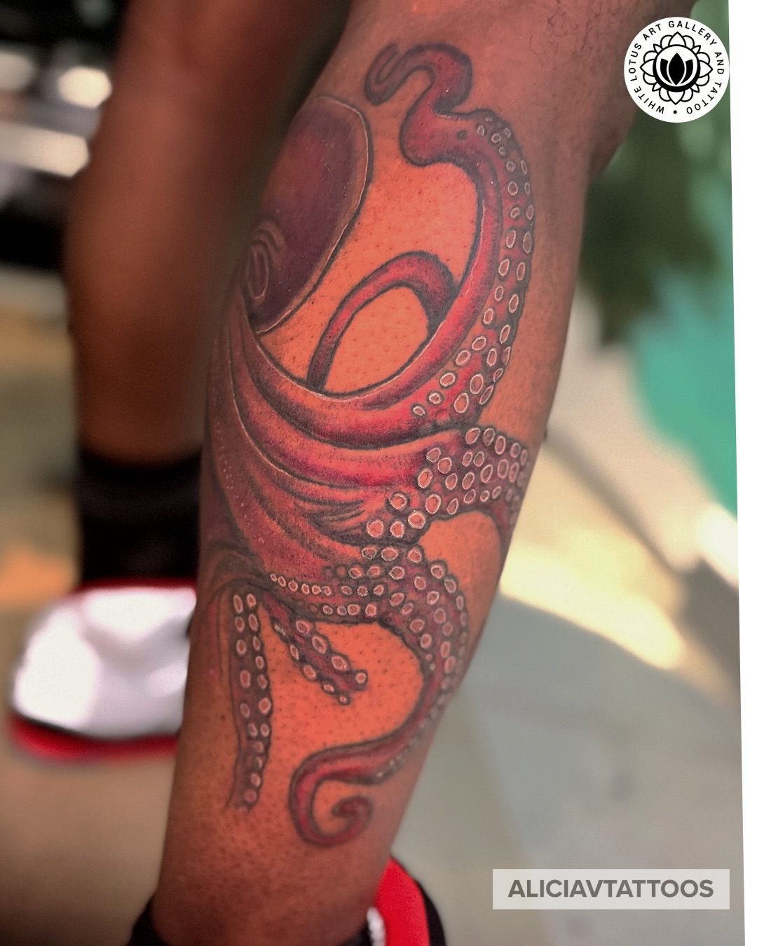 Octopus dotwork tattoo on the forearm by Alicia Vasquez