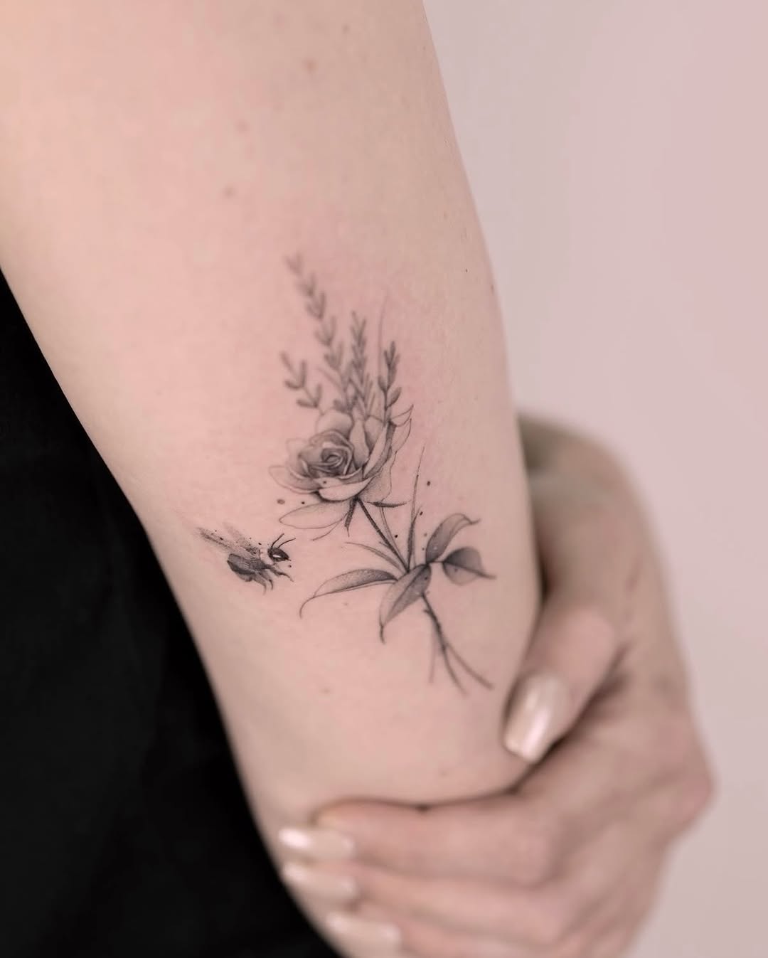 Tattoo by @tattooist_hea — fine_line, black_and_grey