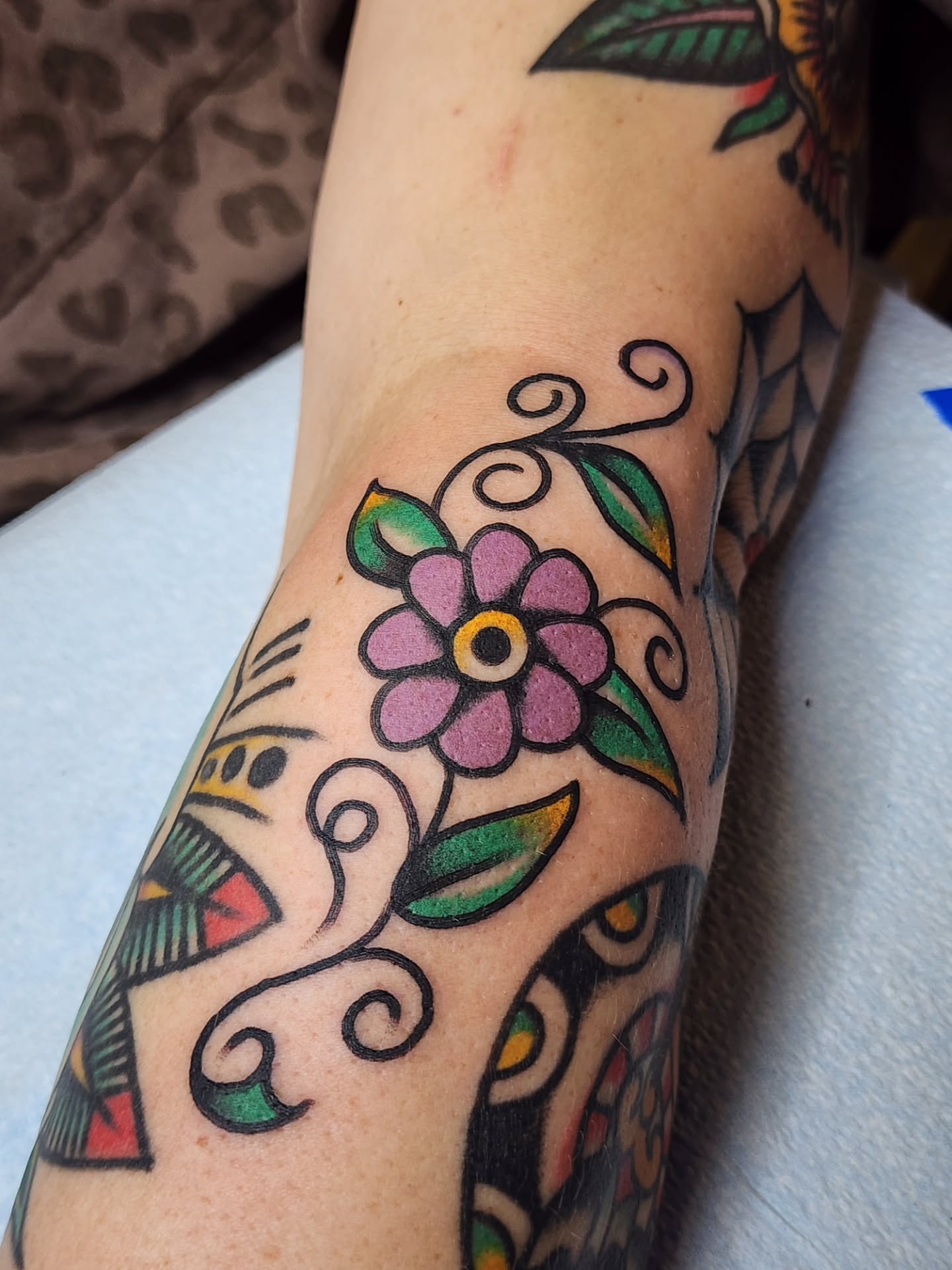 Flower American traditional tattoo on the forearm by πππππ