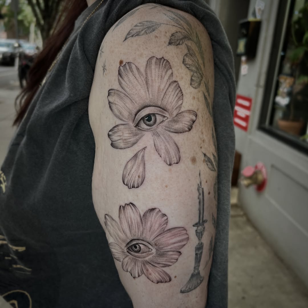 Tattoo by @southpaw.stipple — dotwork, black_and_grey