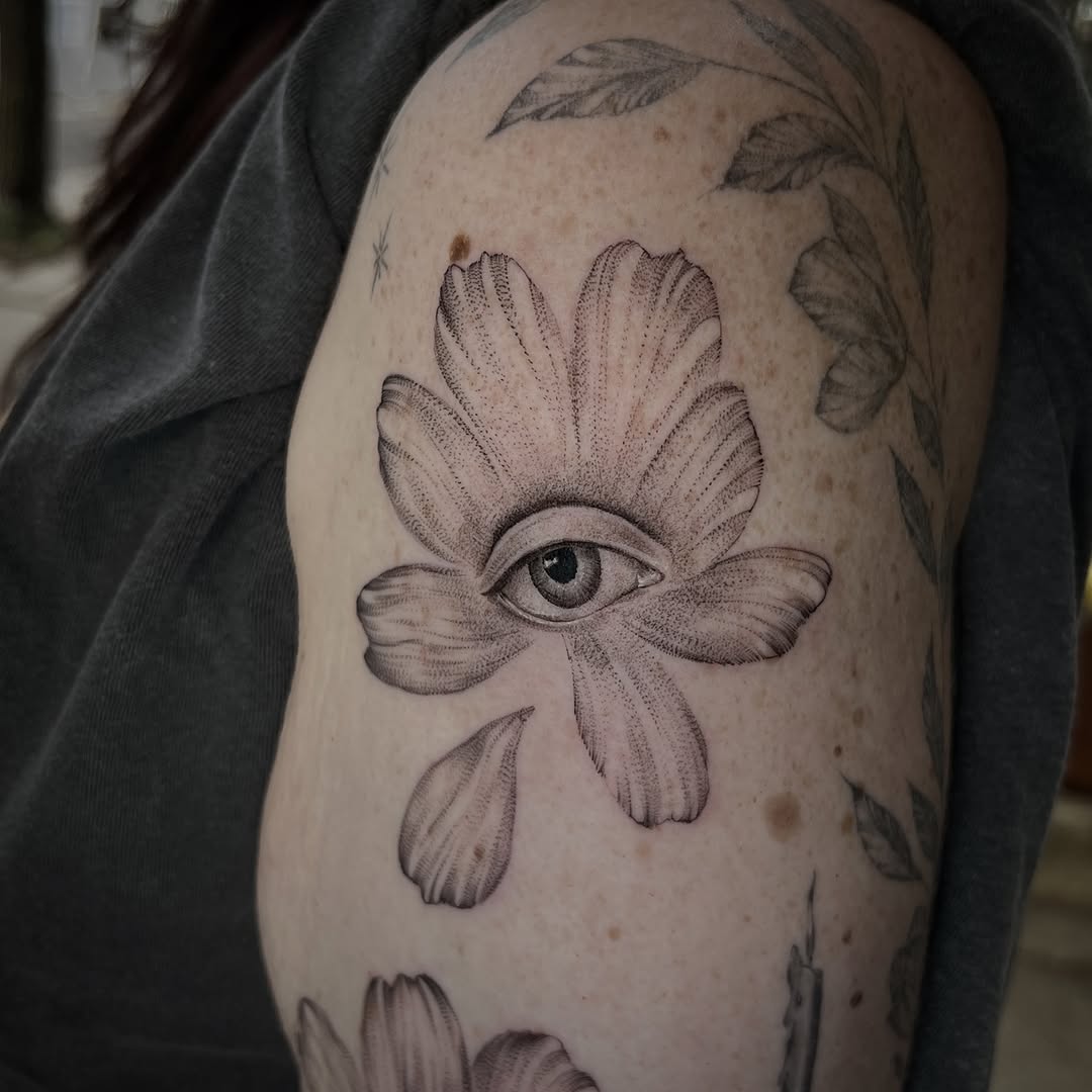 Tattoo by @southpaw.stipple — dotwork, black_and_grey