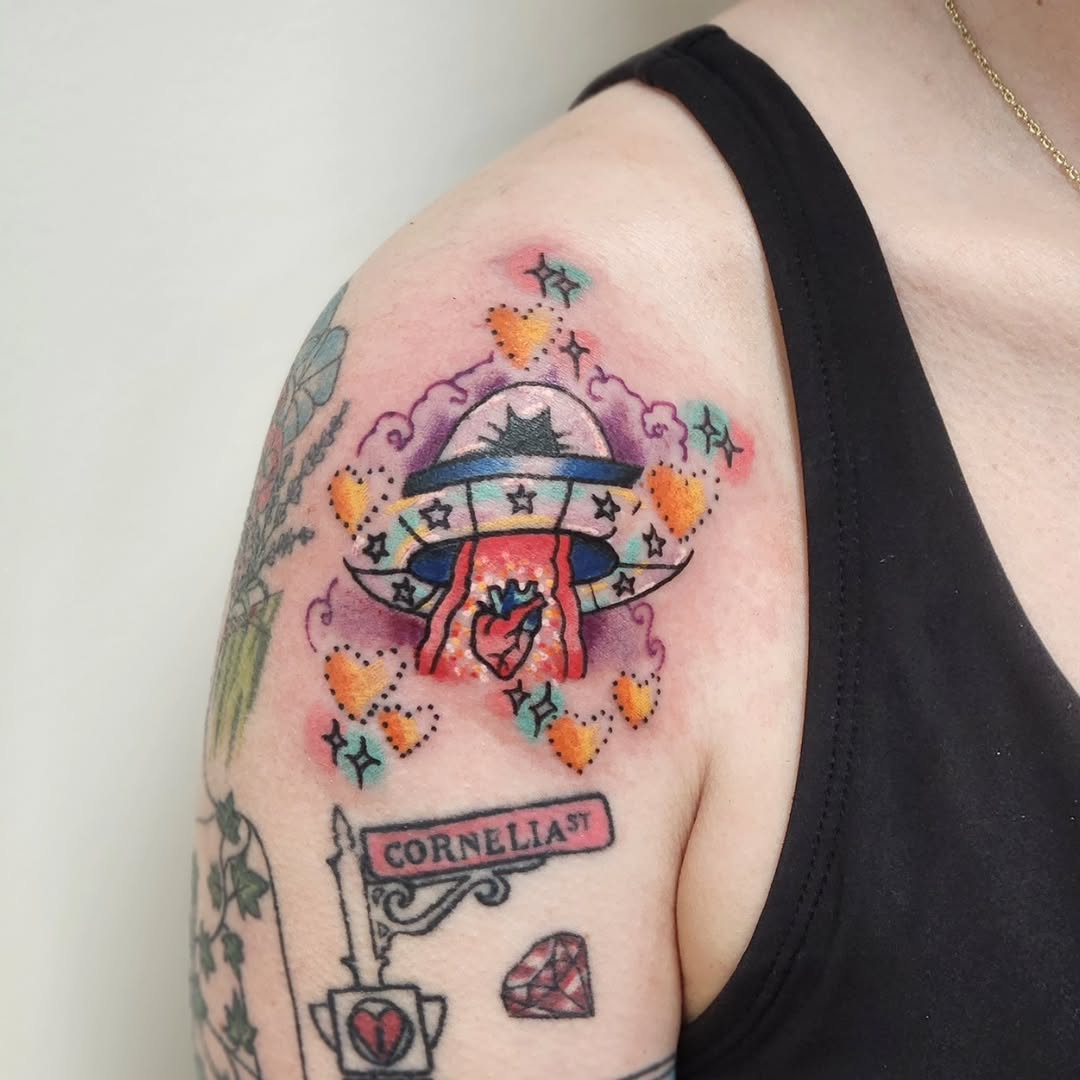 Tattoo by @queenofchaostattoos — new_school, trash_polka