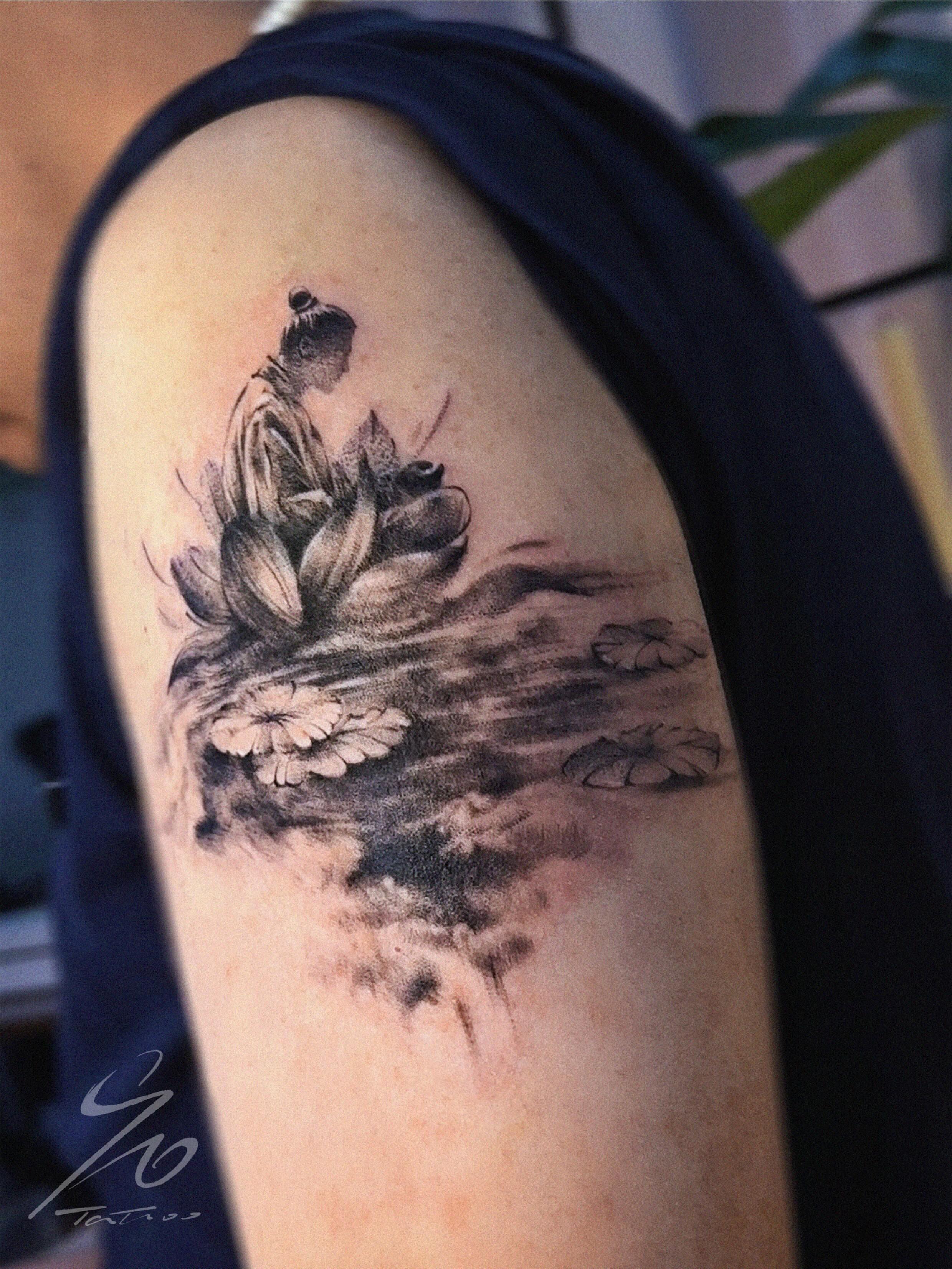 Tattoo by @90tattoo_ — black_and_grey, realism