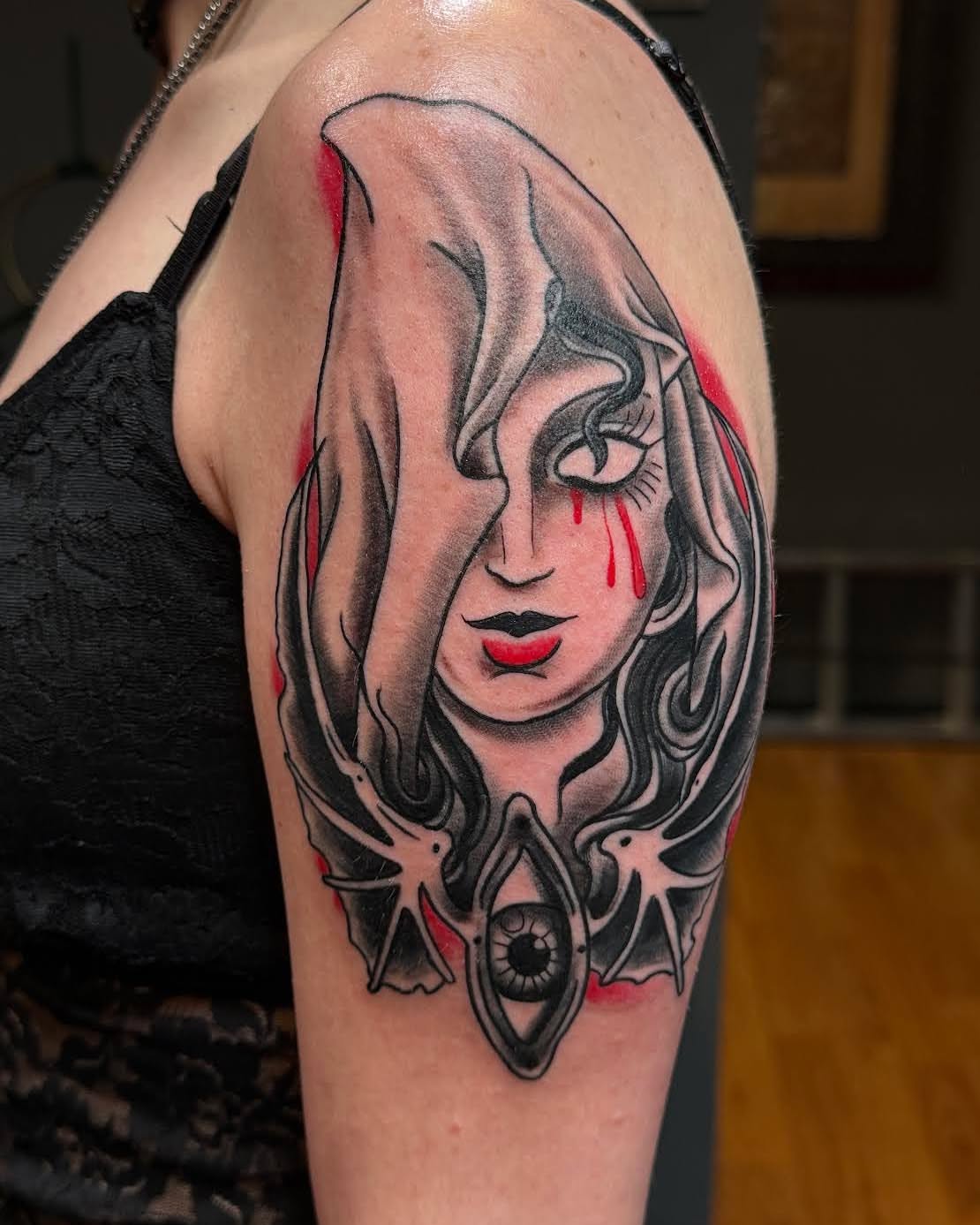 Tattoo by @sparkles_tattoos — neo_traditional, black_and_grey