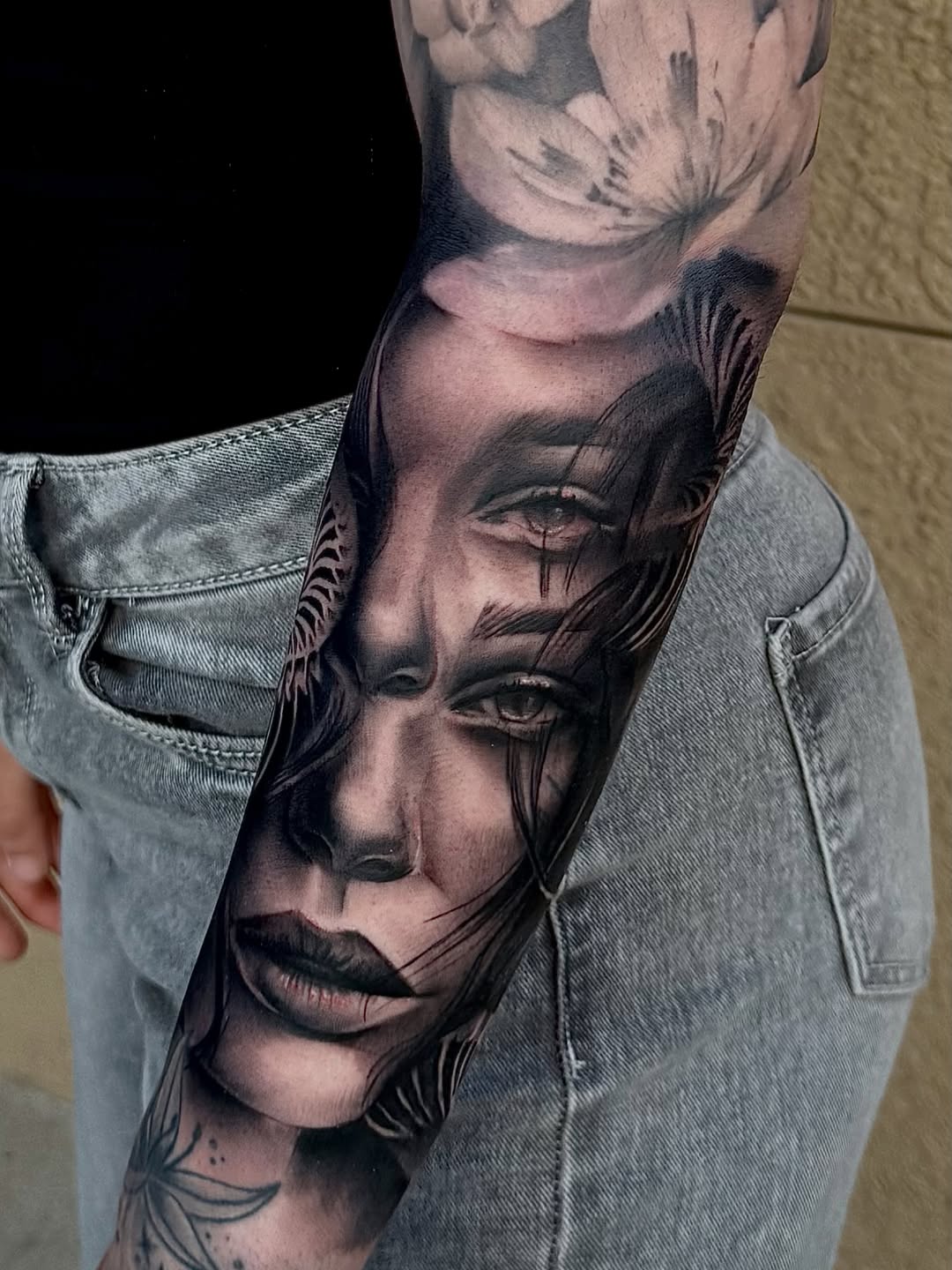 Tattoo by @alinas_tattoos β realism, black_and_grey