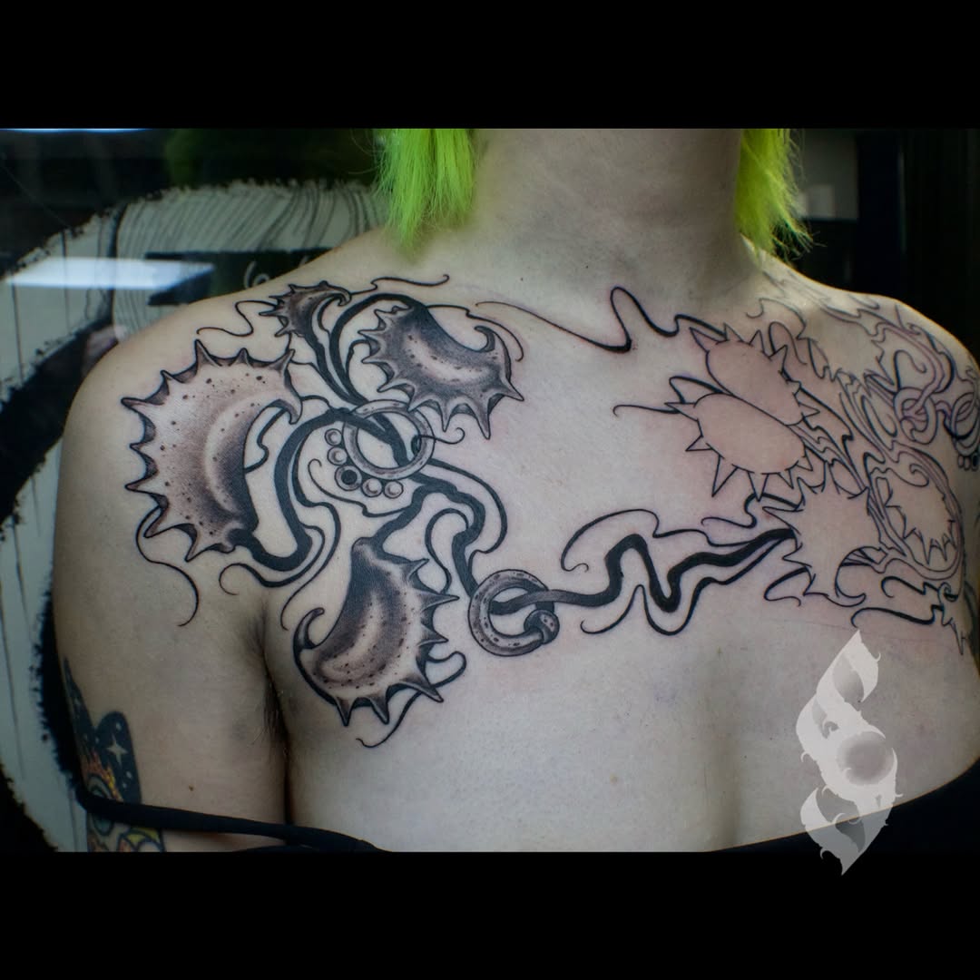 Tattoo by @stampflytattoos — black_and_grey, ornamental