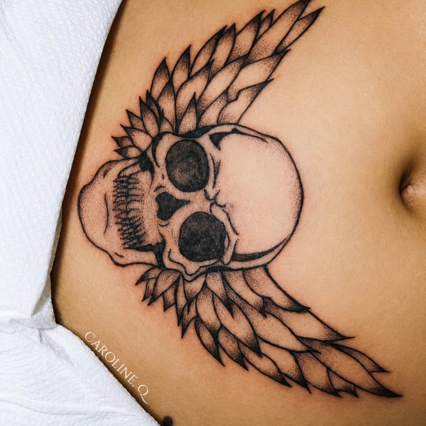 Tattoo by @obsidiandragonink — dotwork, black_and_grey