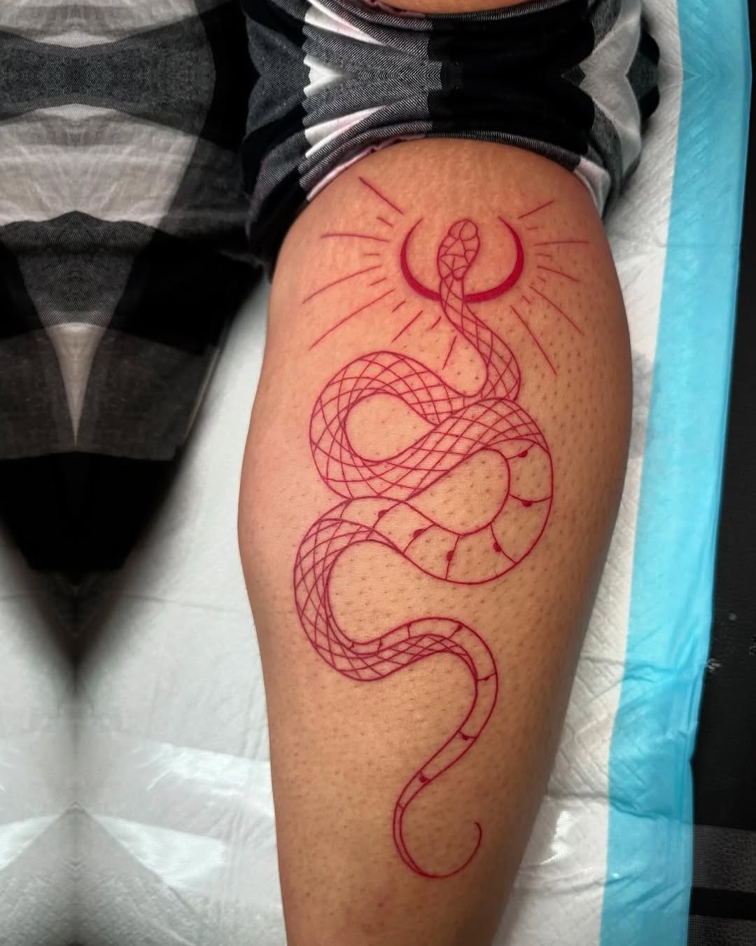 American traditional tattoo on the thigh by Murl Dietrich