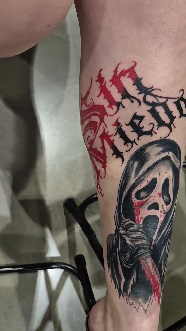 Tattoo by @cjones.collection — lettering_script, dark_realism