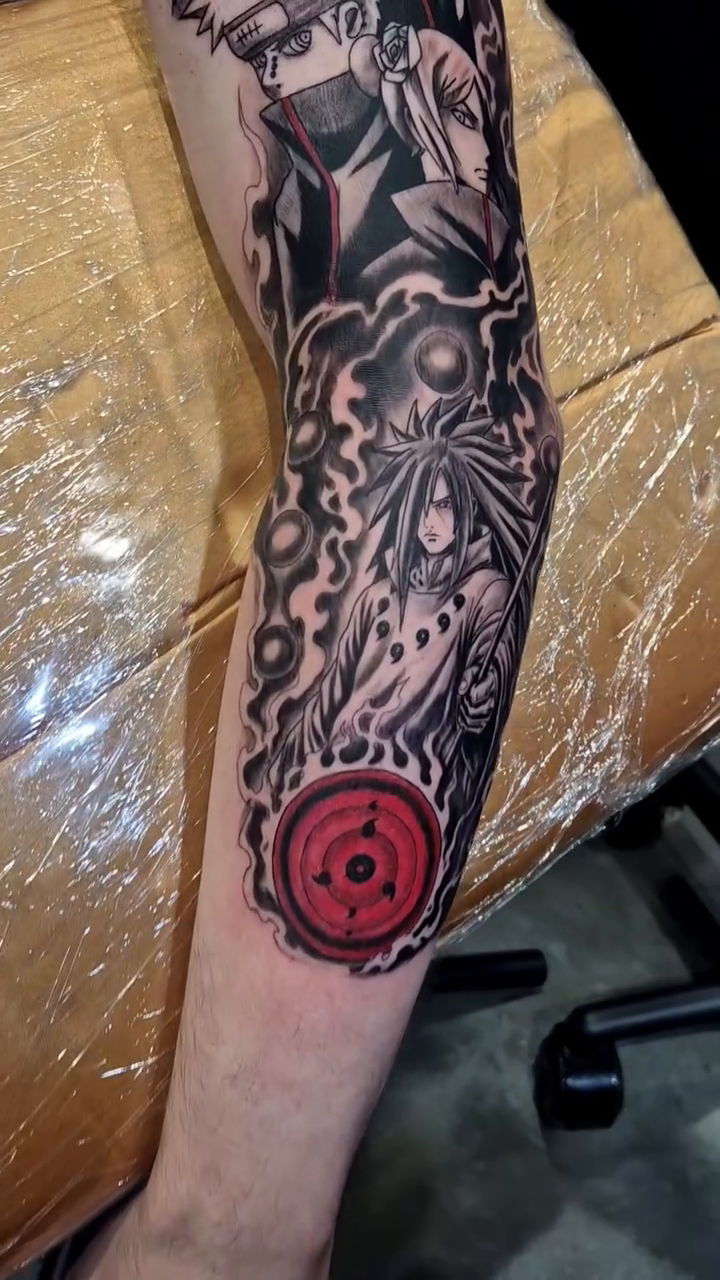 Tattoo by @cjones.collection — anime, black_and_grey