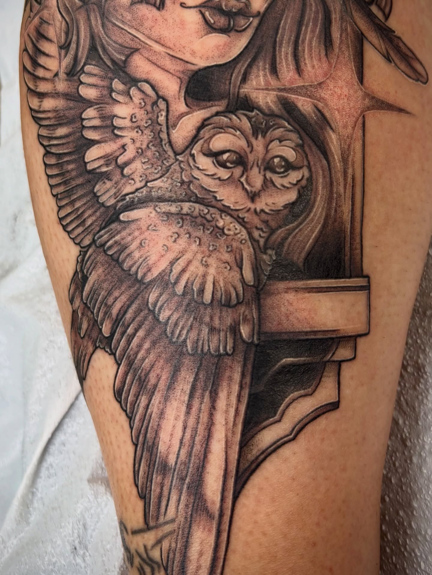 Tattoo by @aves_inks — realism, black_and_grey