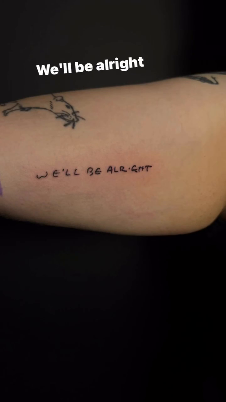 Text tattoo lettering tattoo on the forearm by Scout Meyer