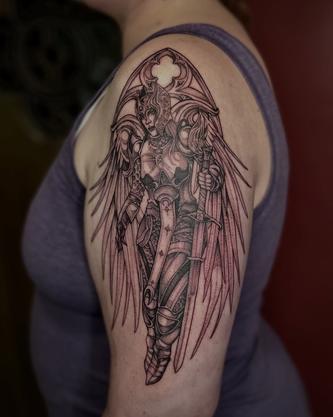 Tattoo by @racheltruskotattoos — black_and_grey, dotwork